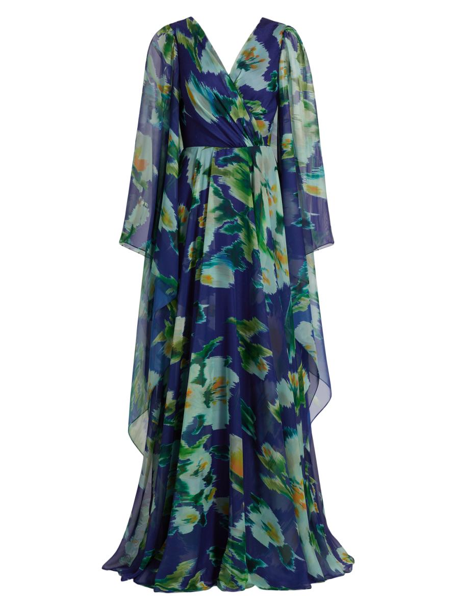sachin and babi light blue dress lightweight chiffon floral maxi dress women v neck long main image 1