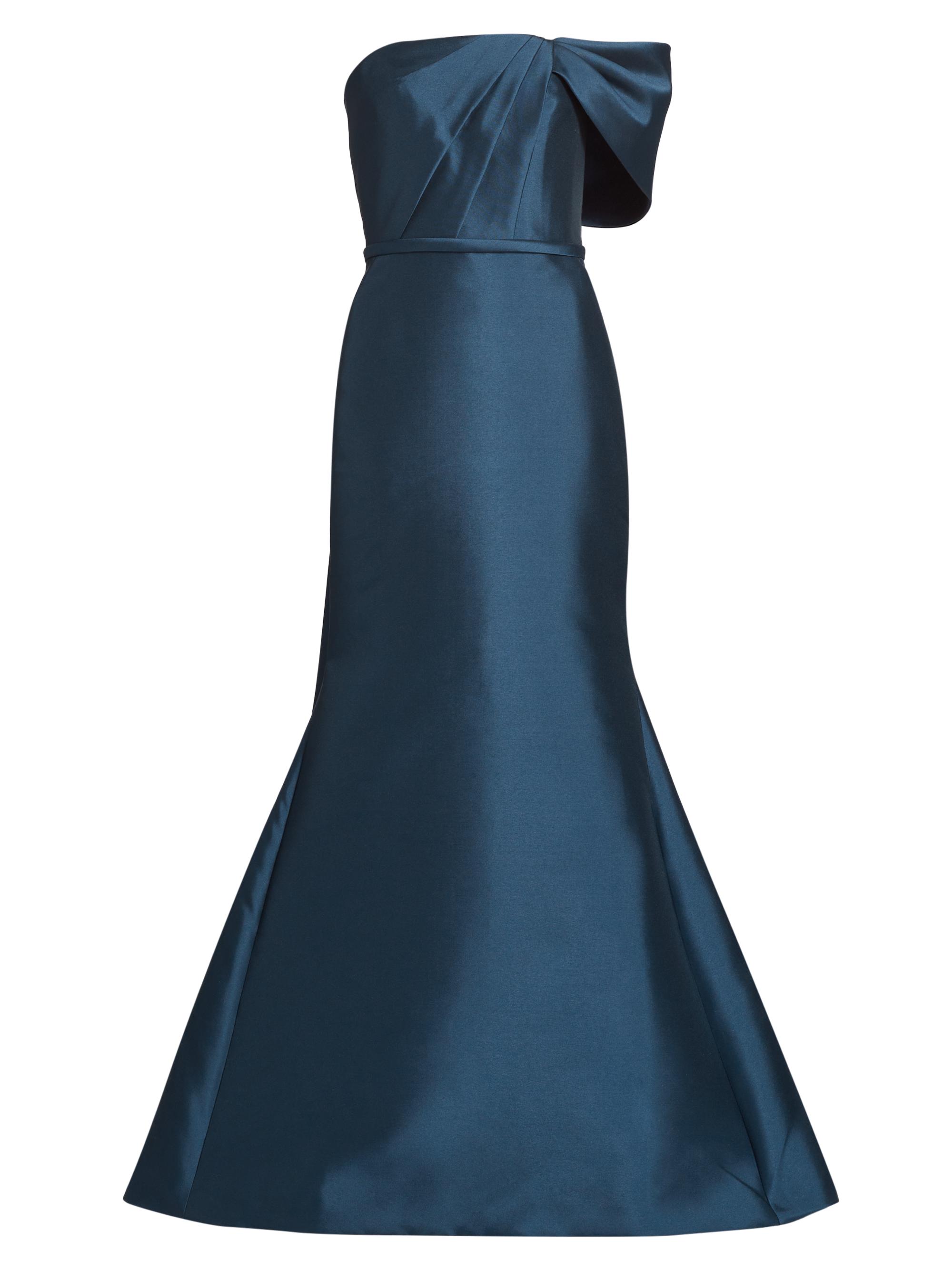 Amsale Women's Pleated Taffeta Strapless Gown - French Blue