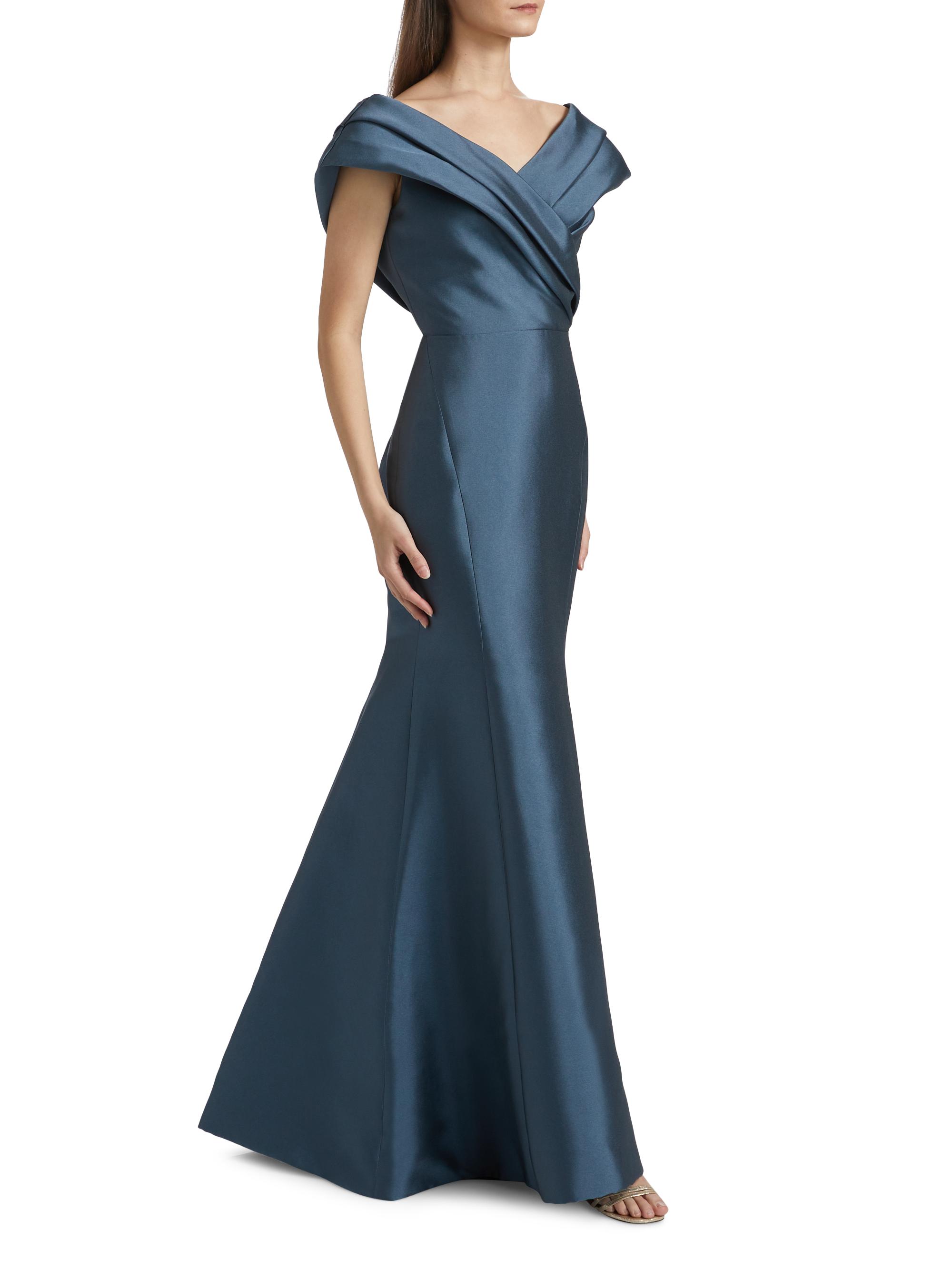 Off The Shoulder Pleated Capelet Gown main image 1