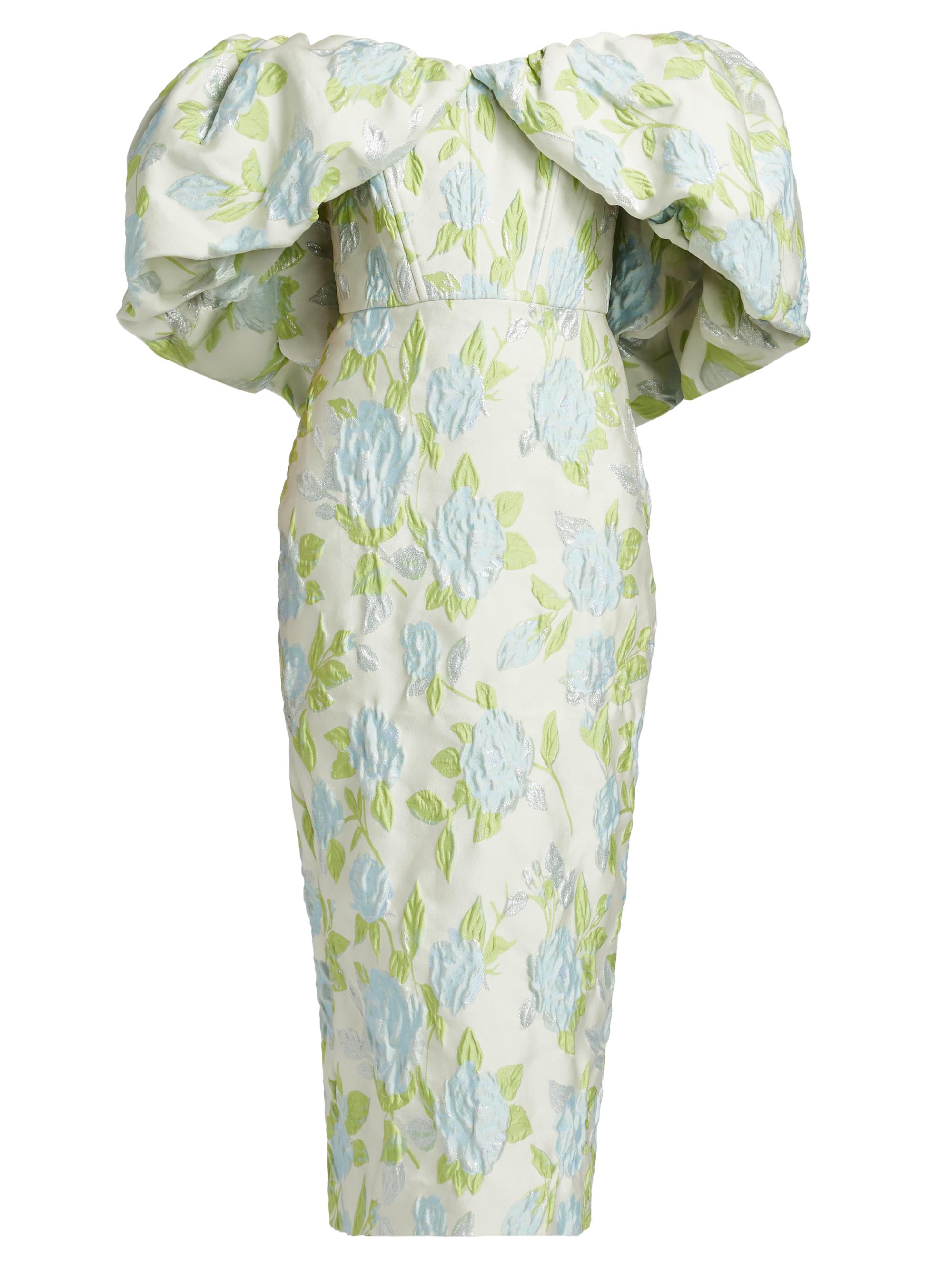 Amsale Women's Floral Jacquard Off-The-Shoulder Cocktail Dress - Ice Floral