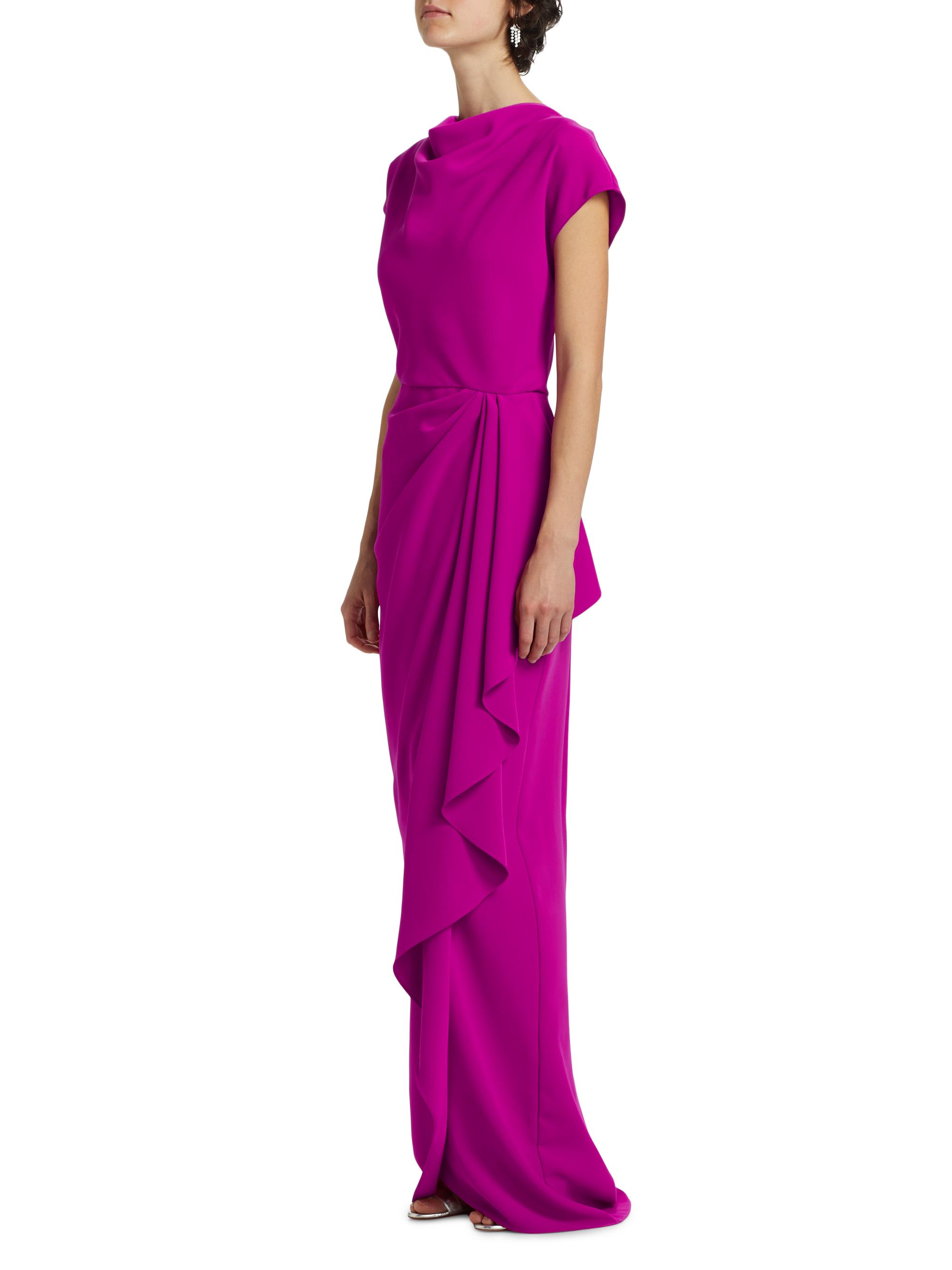 Amsale Draped Short-Sleeve Column Gown | Saks Fifth Avenue