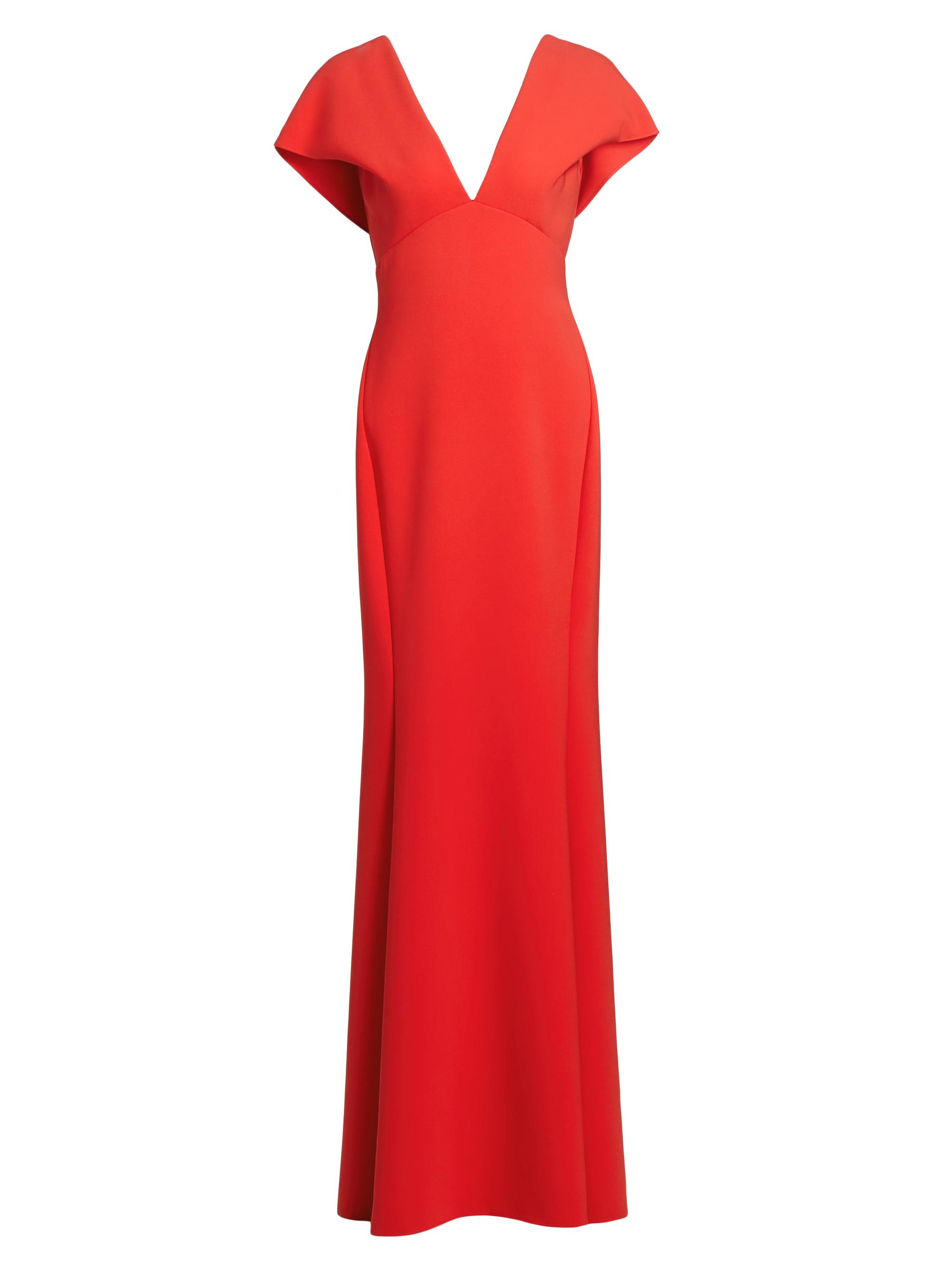 Amsale Women's Crêpe V-Neck Mermaid Gown - Persimmon