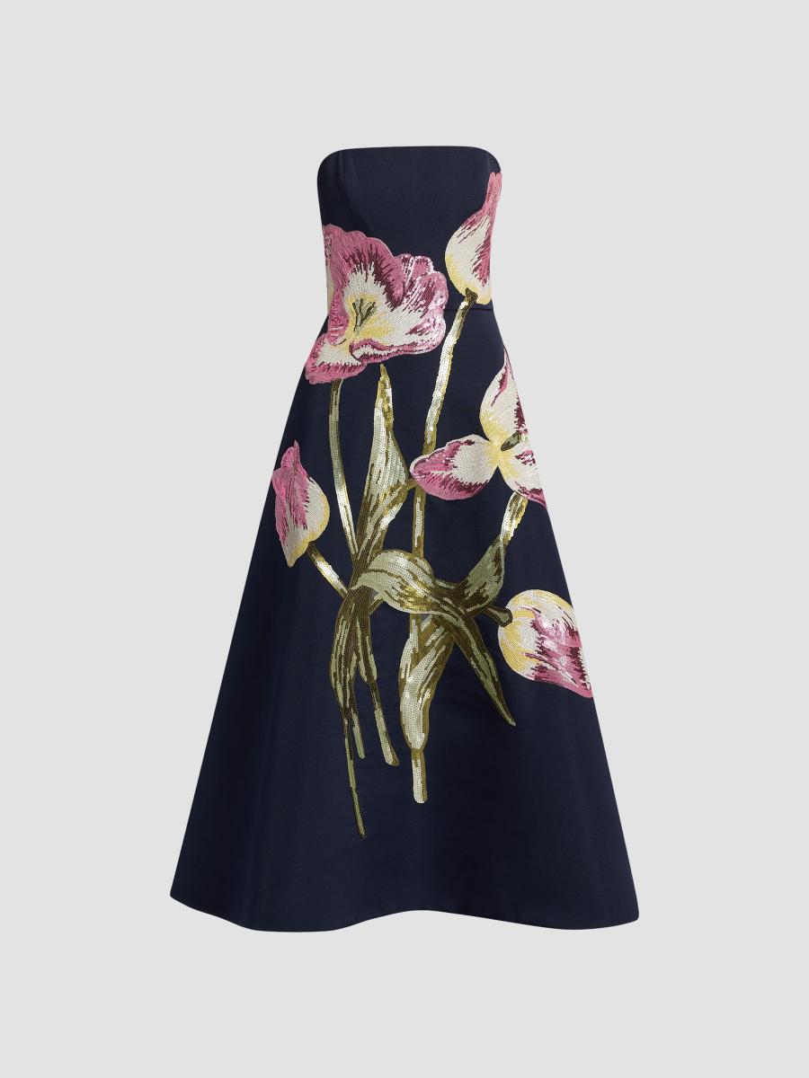 amsale rose gold sequin dress TEA-LENGTH SEQUIN DRESS BY LADIVINE CH189S ROSE GOLD / XS