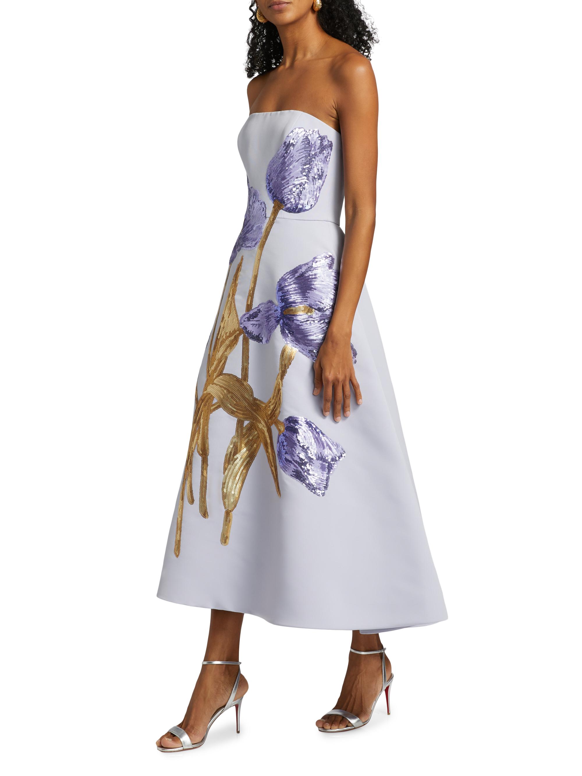 Amsale Sequin Floral Strapless Cocktail Dress | Saks Fifth Avenue