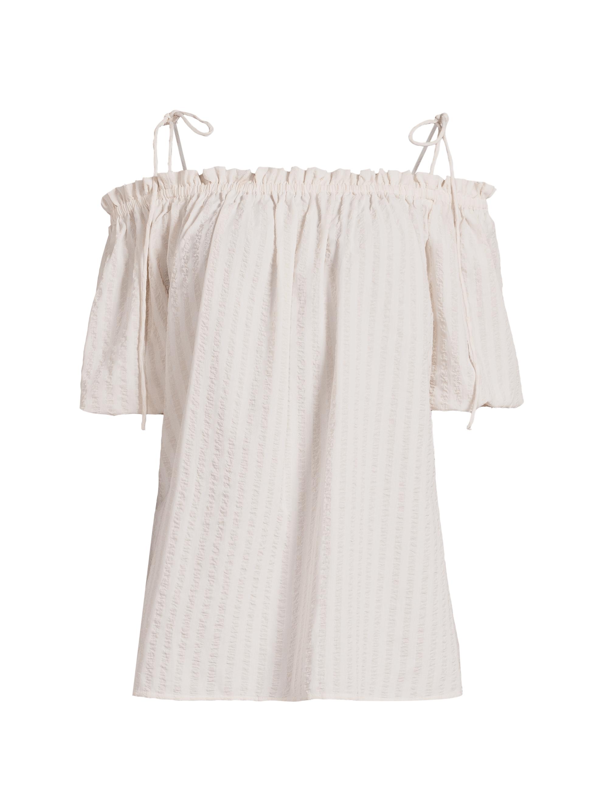 Harshman Women's Harmony Cotton Seersucker Top - Cream Sandstone Stripes