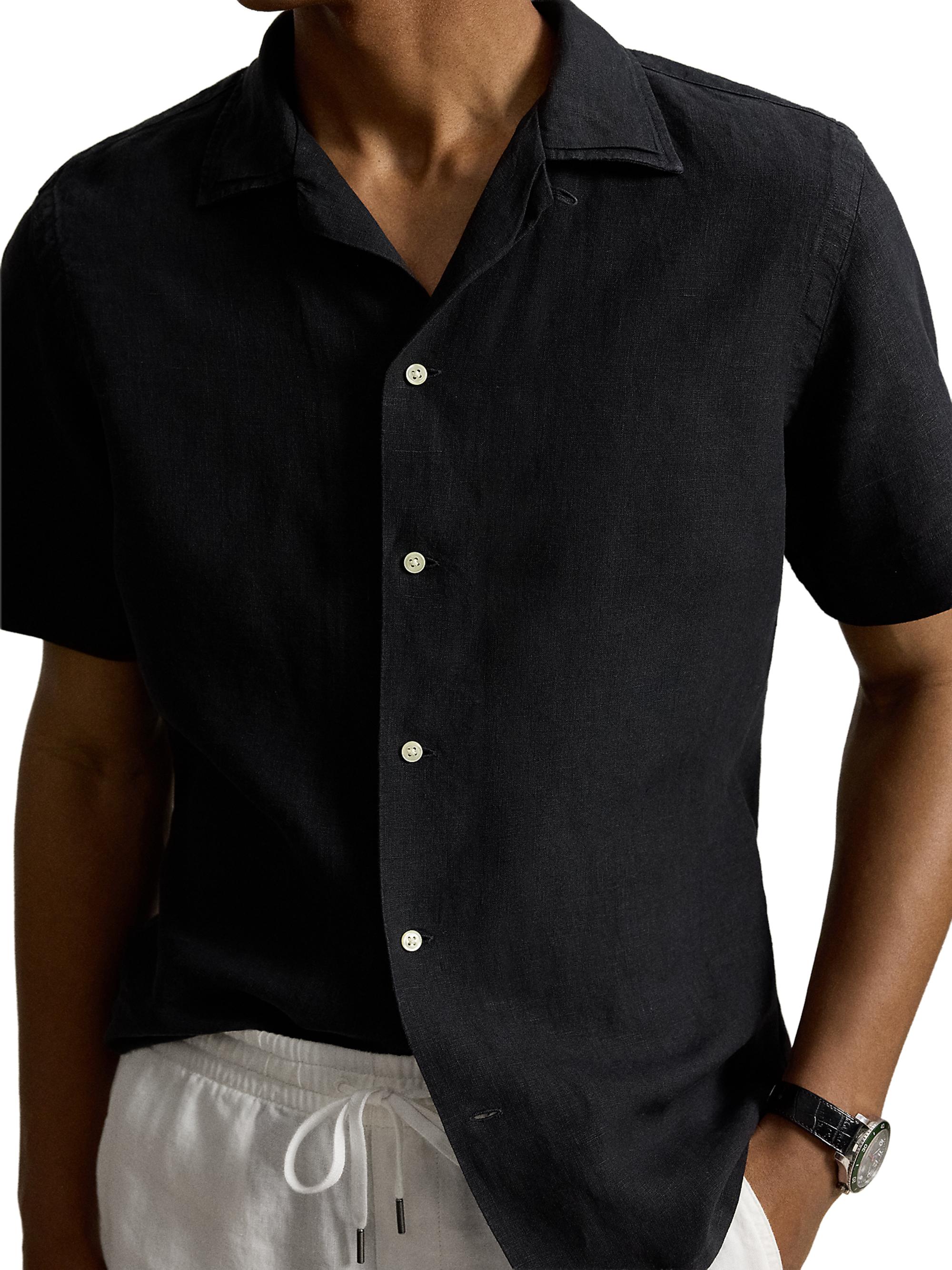 Polo Ralph Lauren Men's Classic-Fit Linen Camp Shirt - Polo Black | Thumbnail 5