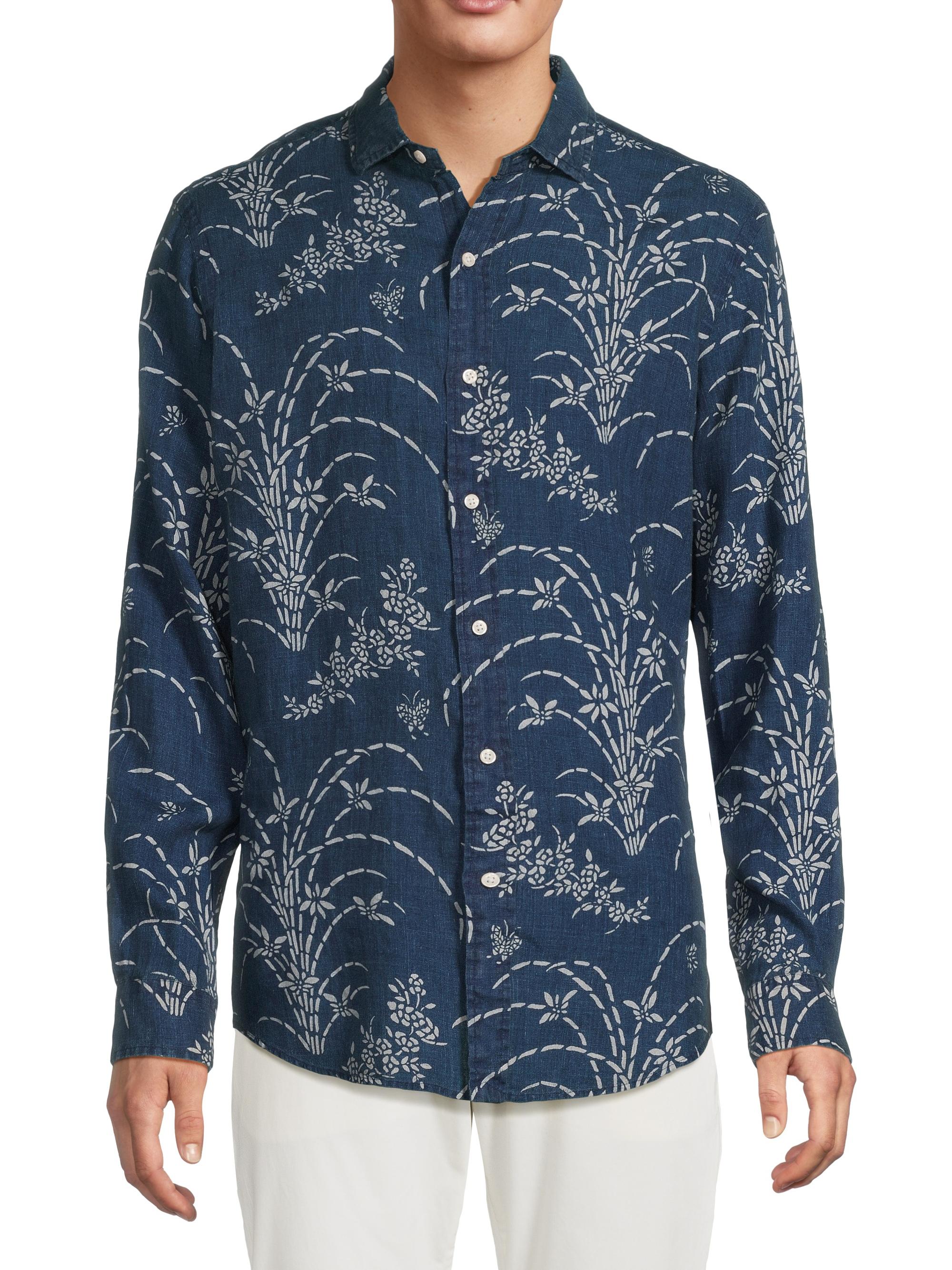 Polo Ralph Lauren Classic-Fit Indigo Floral Linen Shirt | Saks