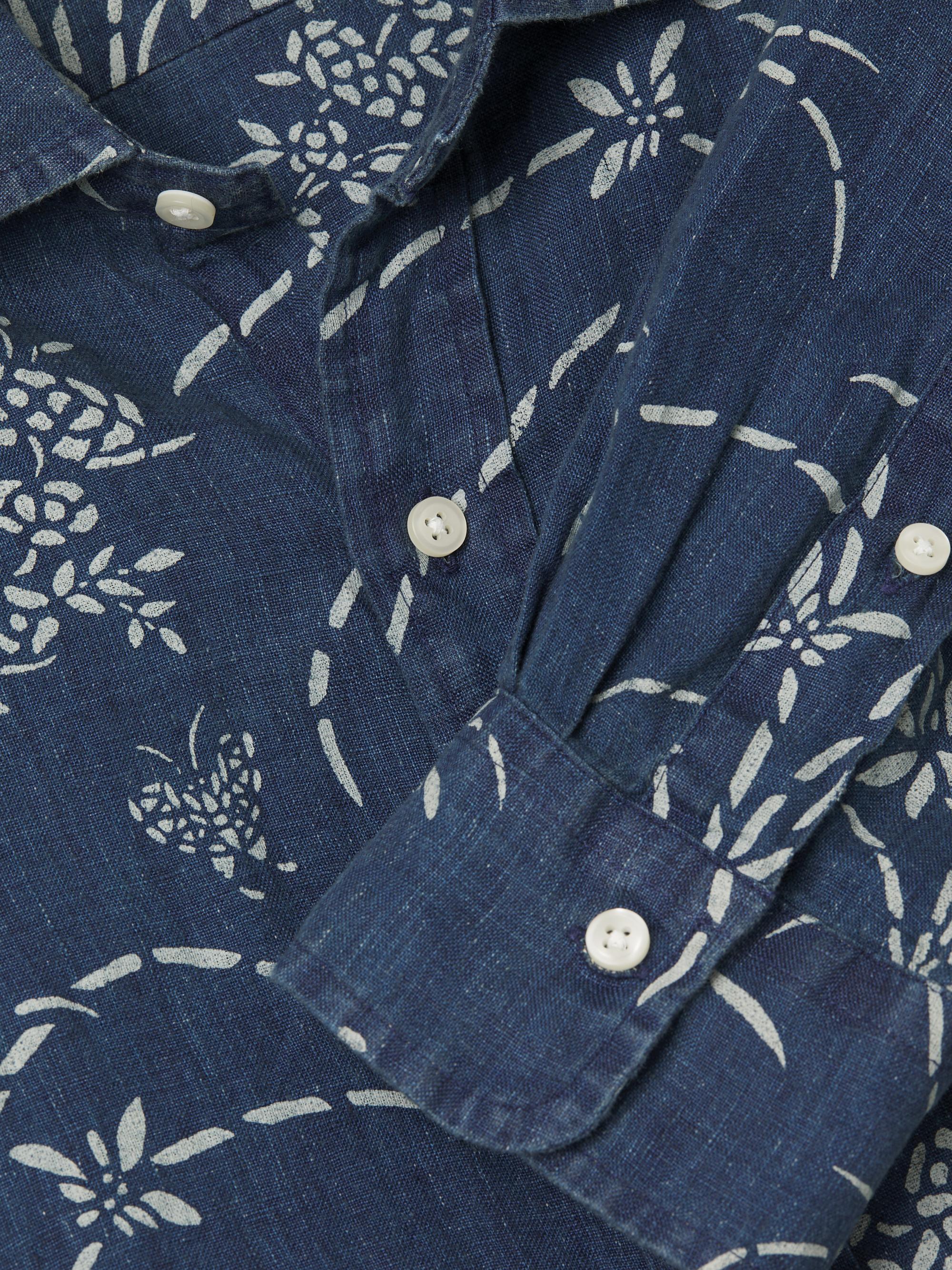 Polo Ralph Lauren Classic-Fit Indigo Floral Linen Shirt | Saks