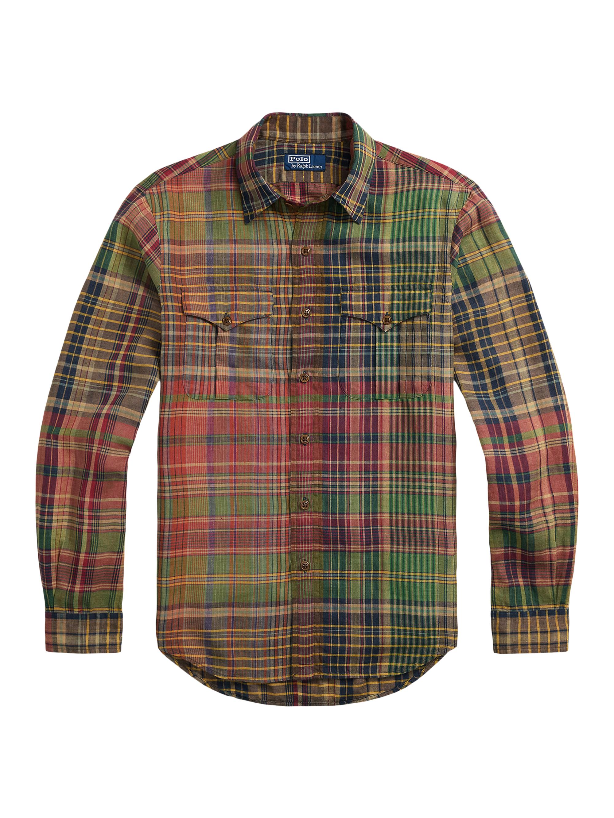 Polo Ralph Lauren Men's Check Linen Shirt - Olive Brick Multi