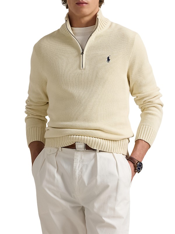 Shop Polo Ralph Lauren Cotton Knit Quarter-Zip Sweater Shop Polo Ralph Lauren Cotton Knit Quarter-Zip Sweater