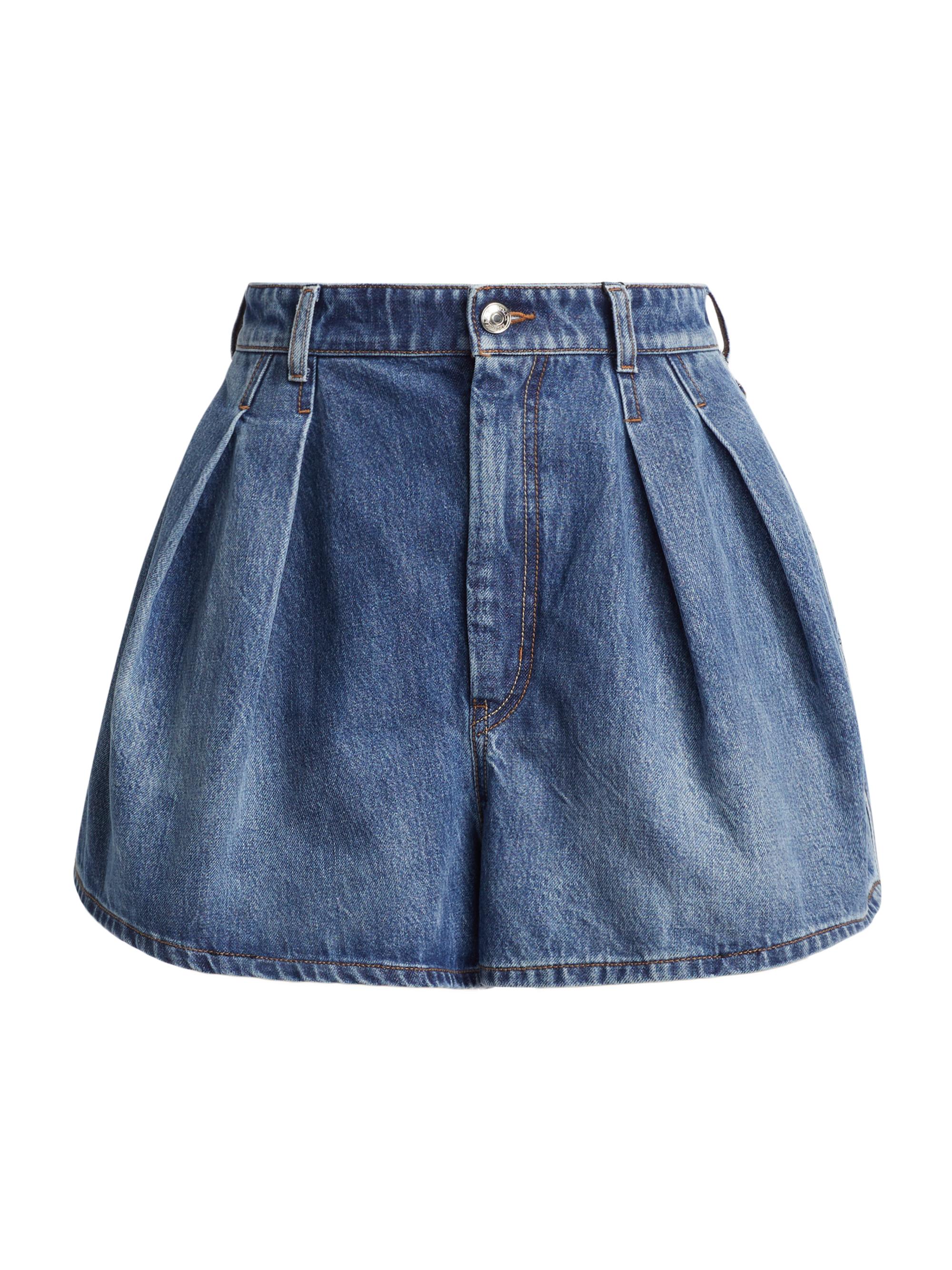 Max Mara Women's Ghirba Pleated Denim Shorts - Navy