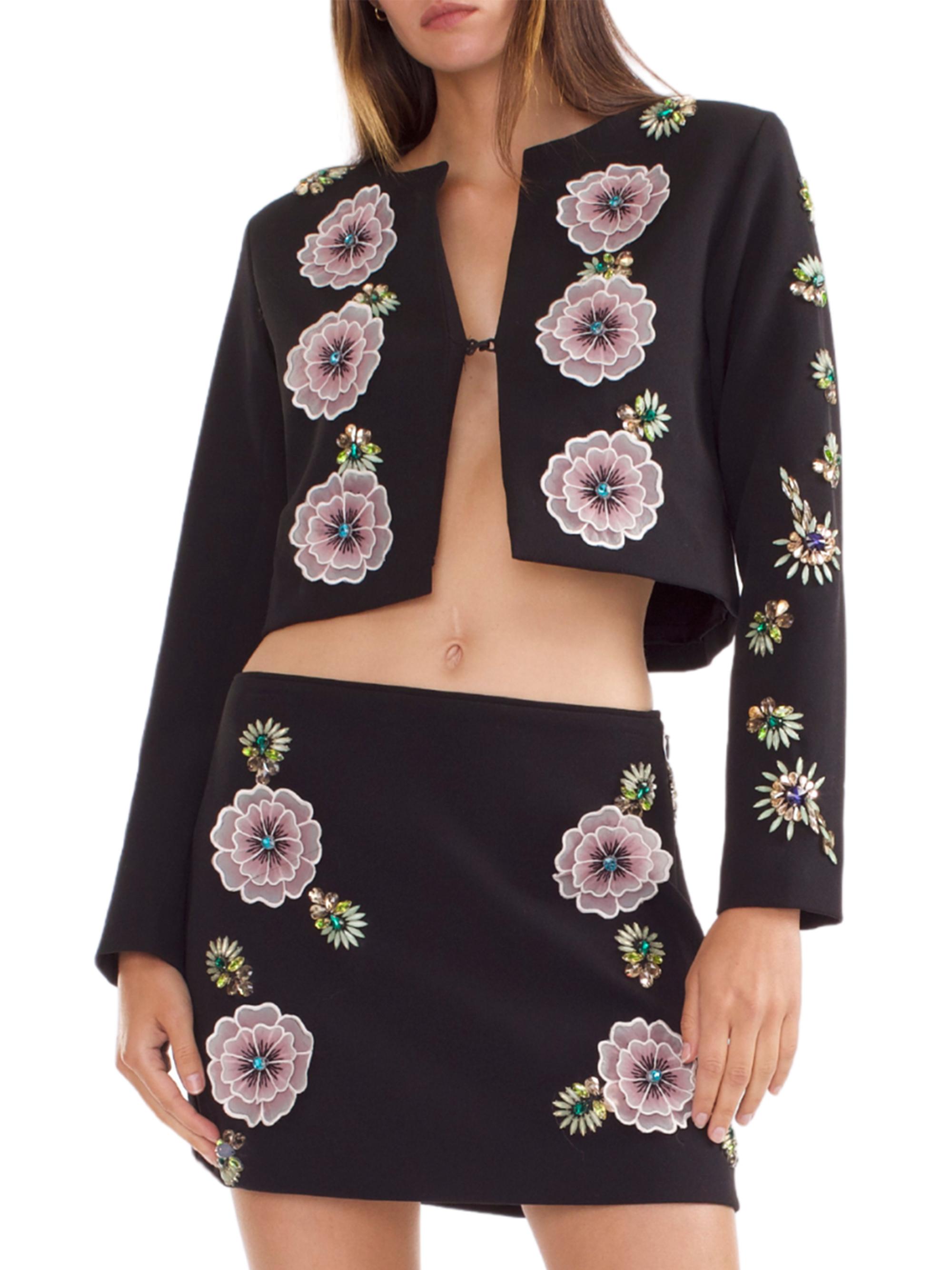 Cynthia Rowley Women's Embellished Crop Jacket - Black