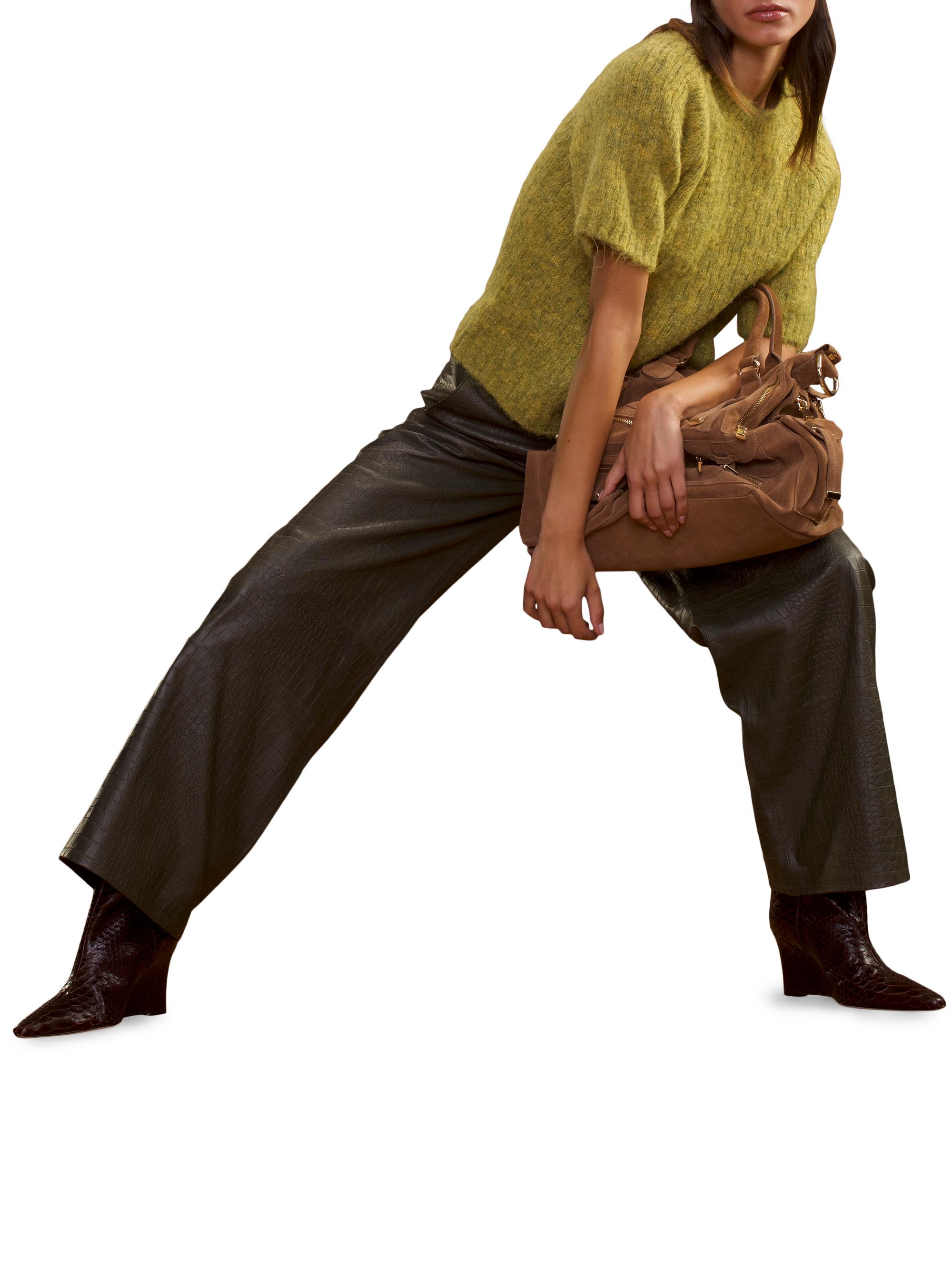 Cynthia Rowley Croc-Embossed Leather Wide-Leg Pants | Saks Fifth