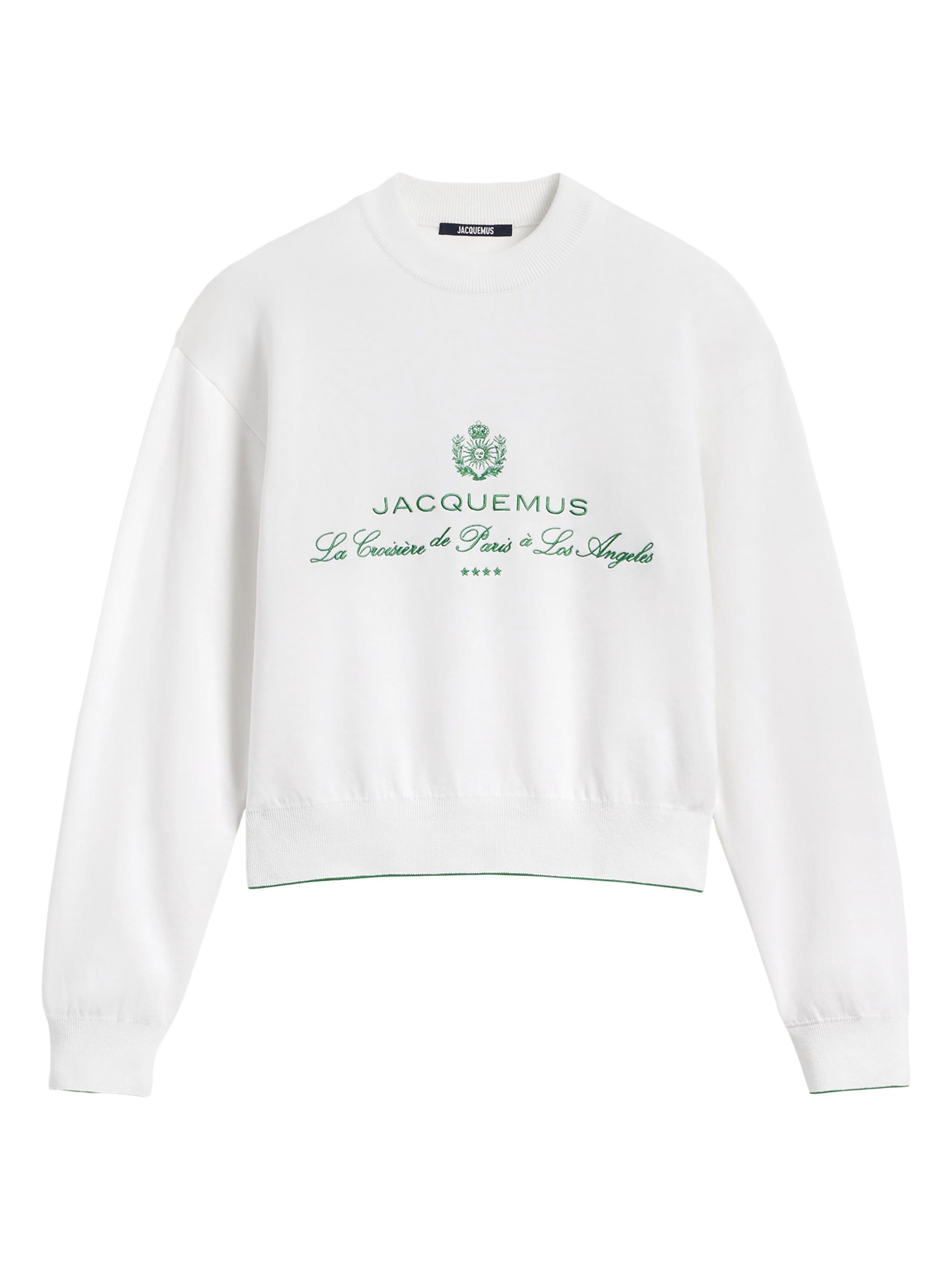 Jacquemus Women's Venice Cotton-Blend Sweatshirt - Hotel Address White