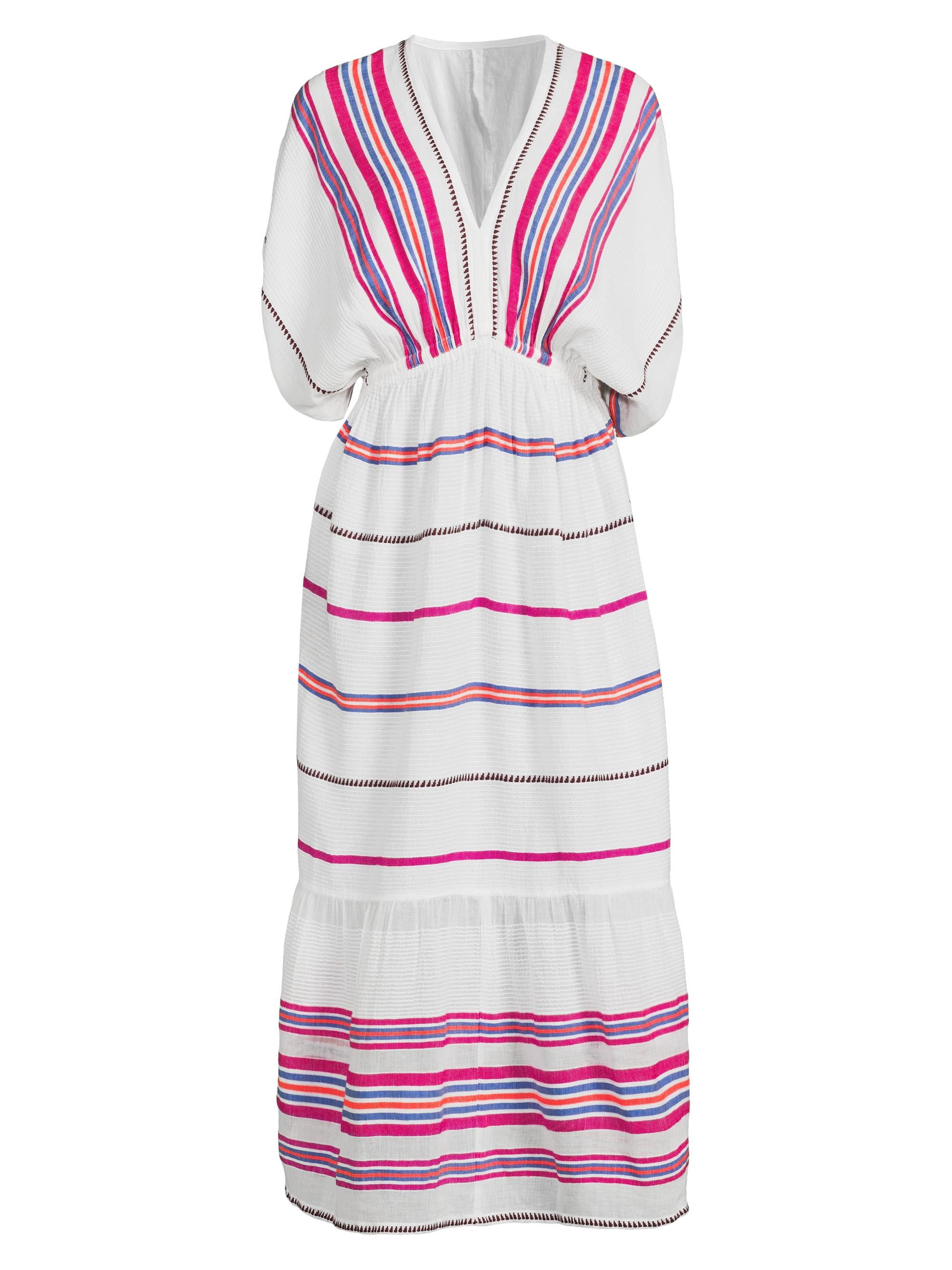 lemlem Women's Leila Striped Cotton V-Neck Midi Dress - Orchid