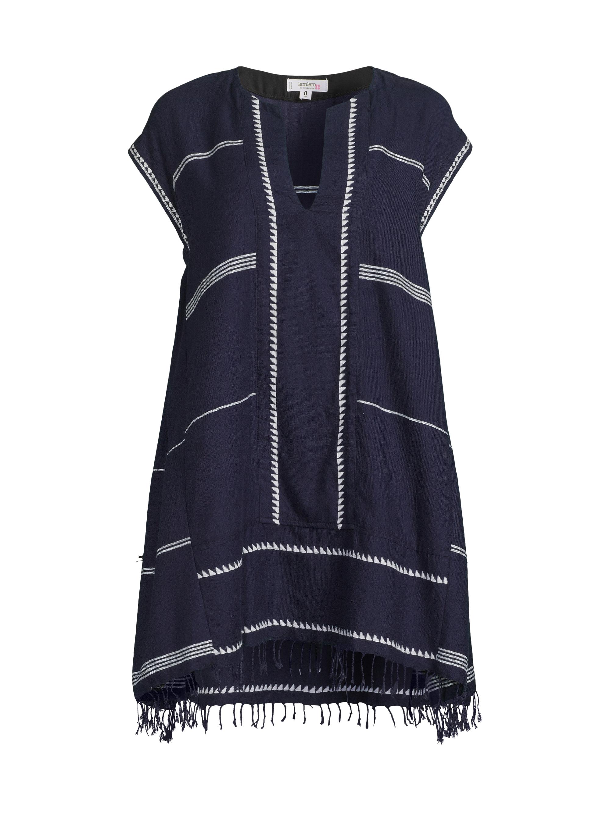 lemlem Women's Elina Cotton V-Neck Caftan - Navy