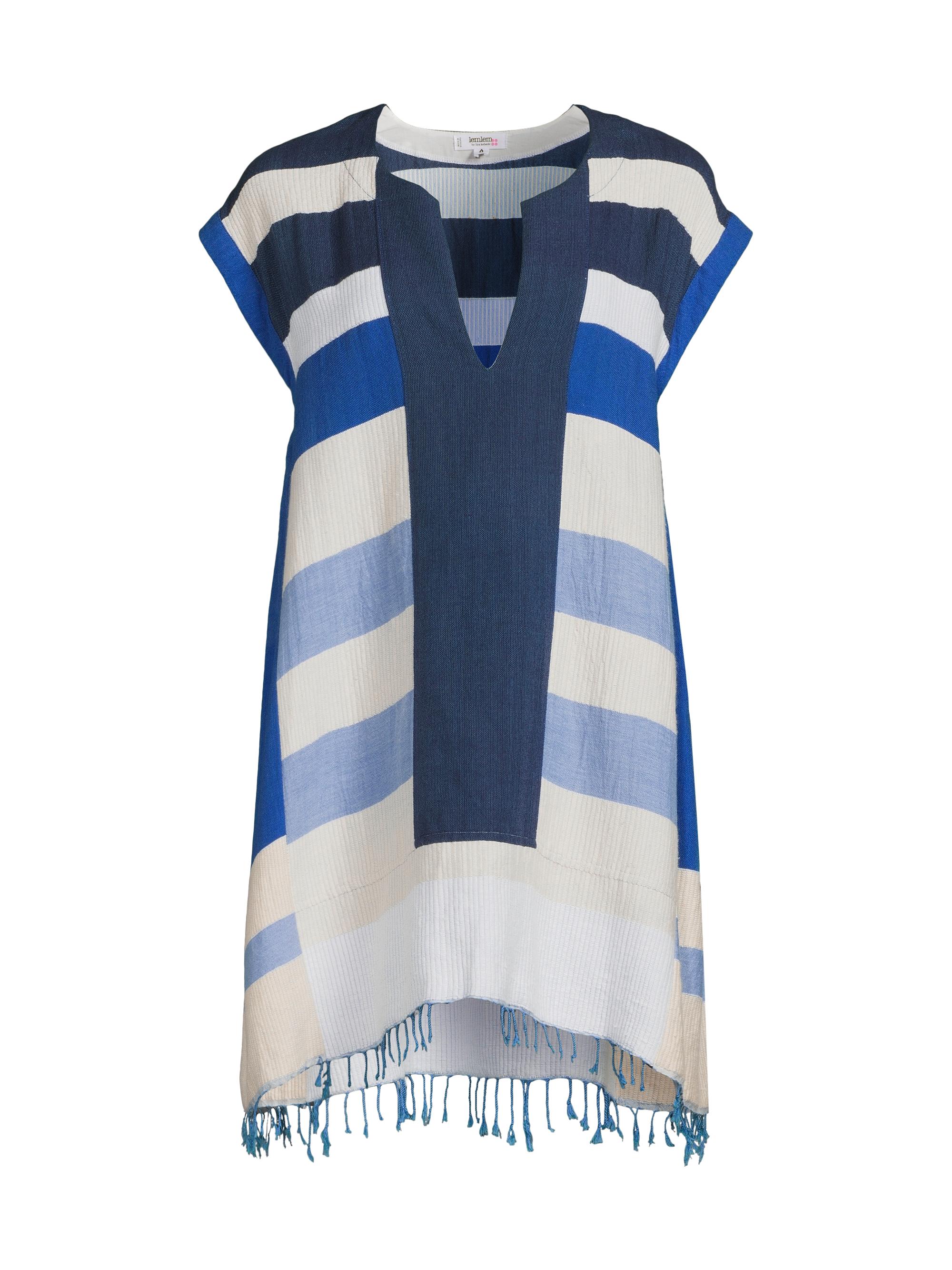 lemlem Women's Elina Striped Cotton V-Neck Caftan - Azure