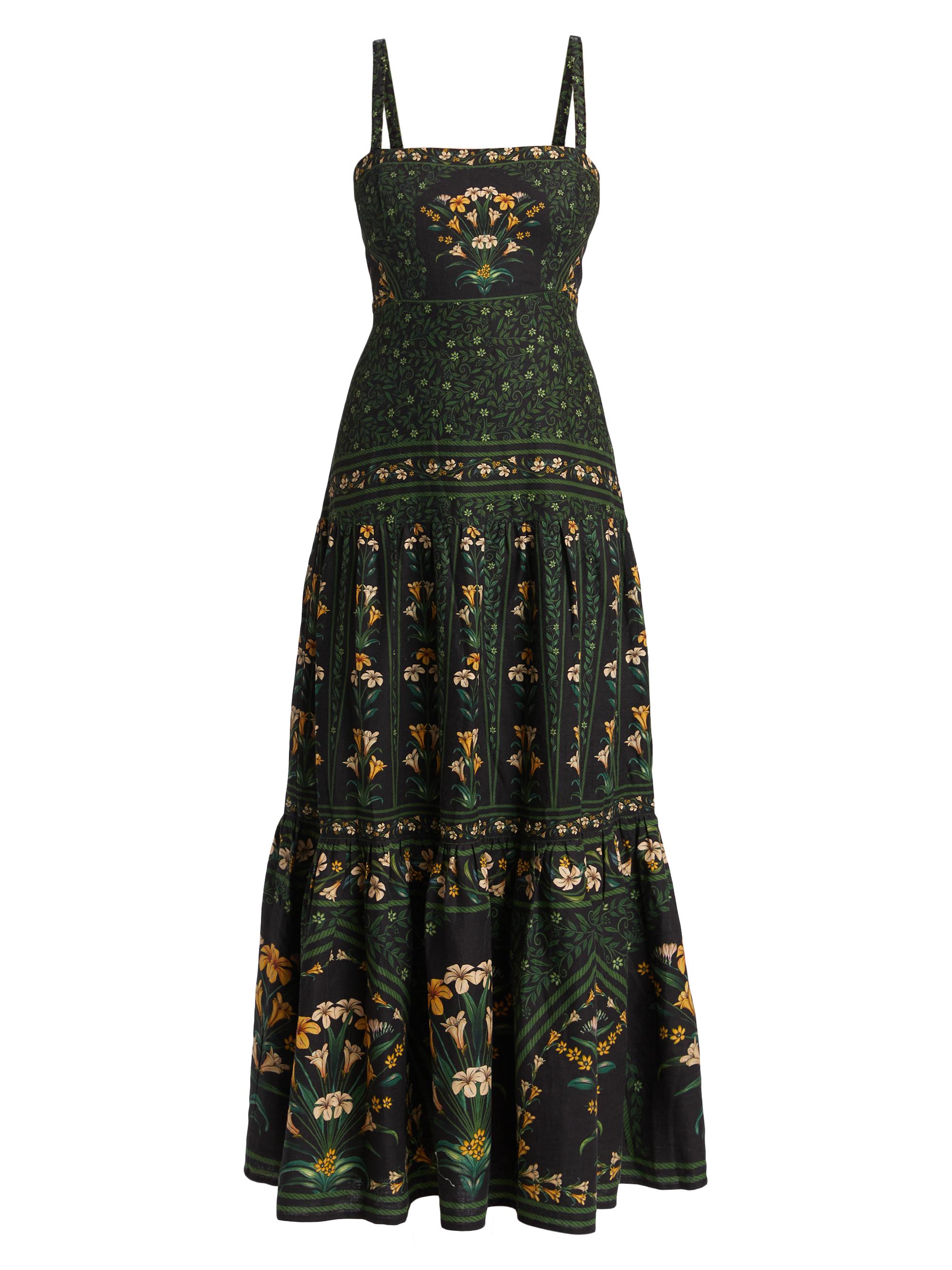 Farm Rio Women's Flowers Arch Sleeveless Maxi Dress - Black