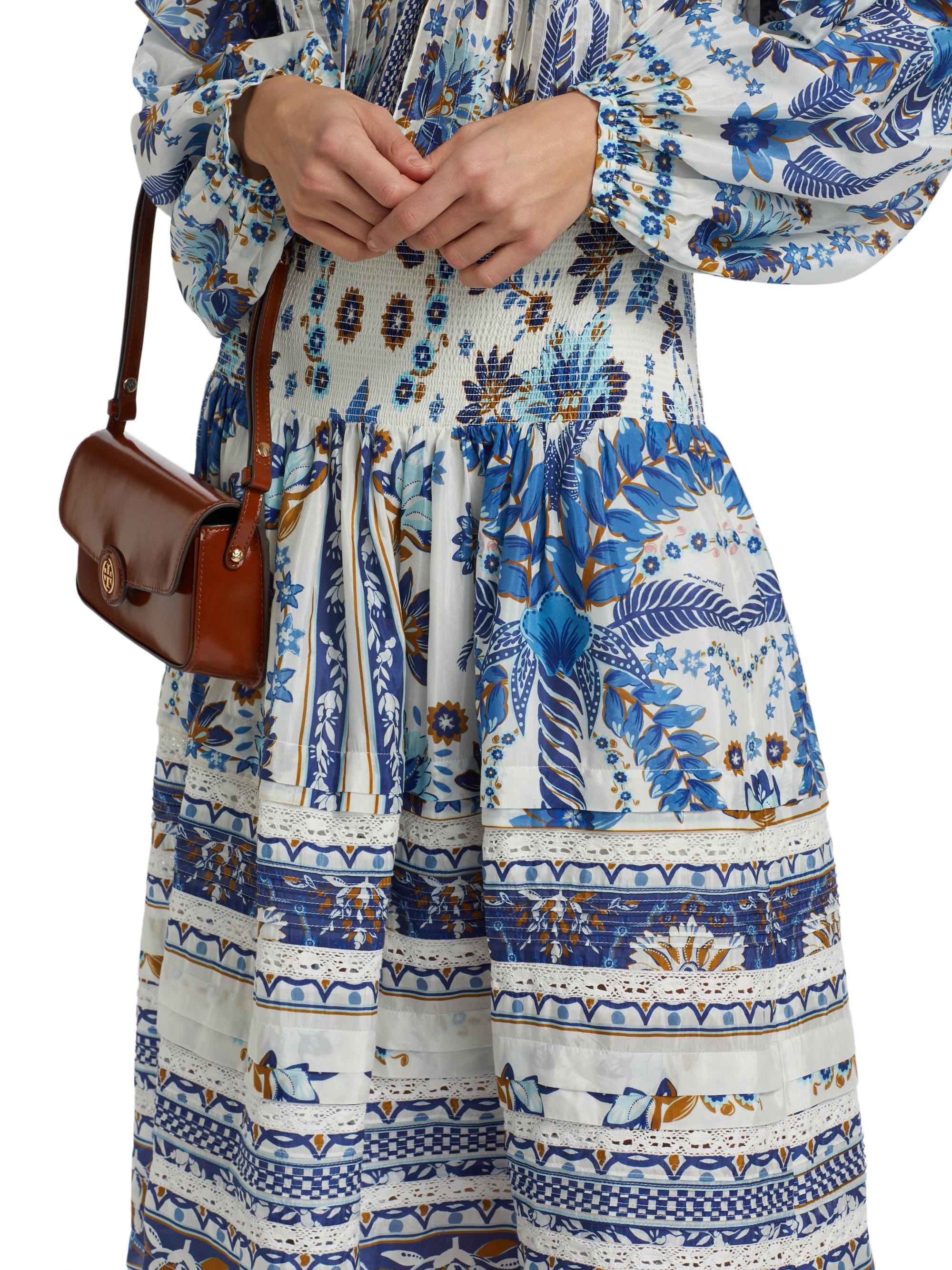 Farm Rio Ana Tapestry Cotton-Blend Smocked-Waist Midi-Skirt | Saks Fifth  Avenue