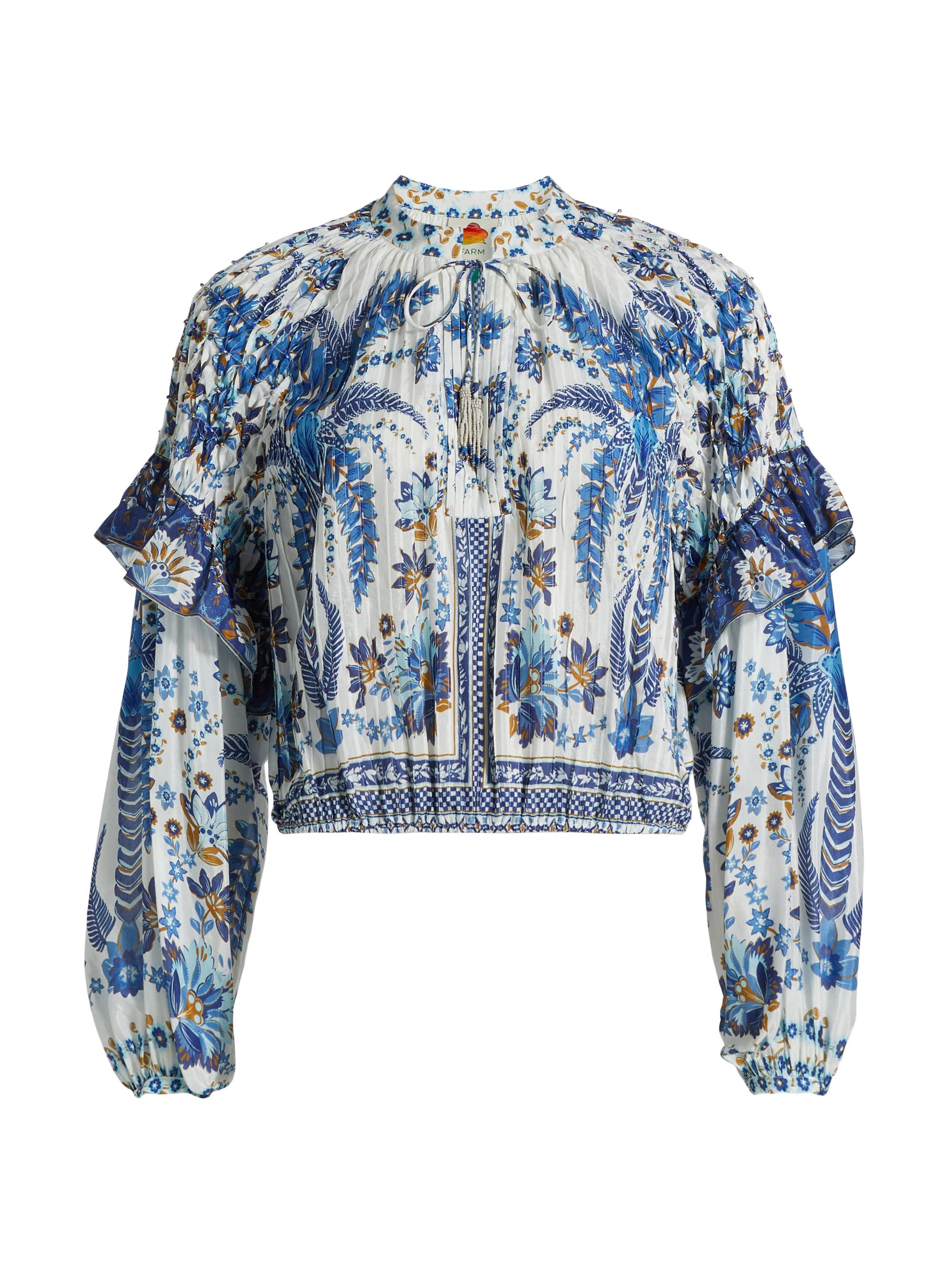 Farm Rio Women's Ana Tapestry Cotton-Blend Blouse - Off White