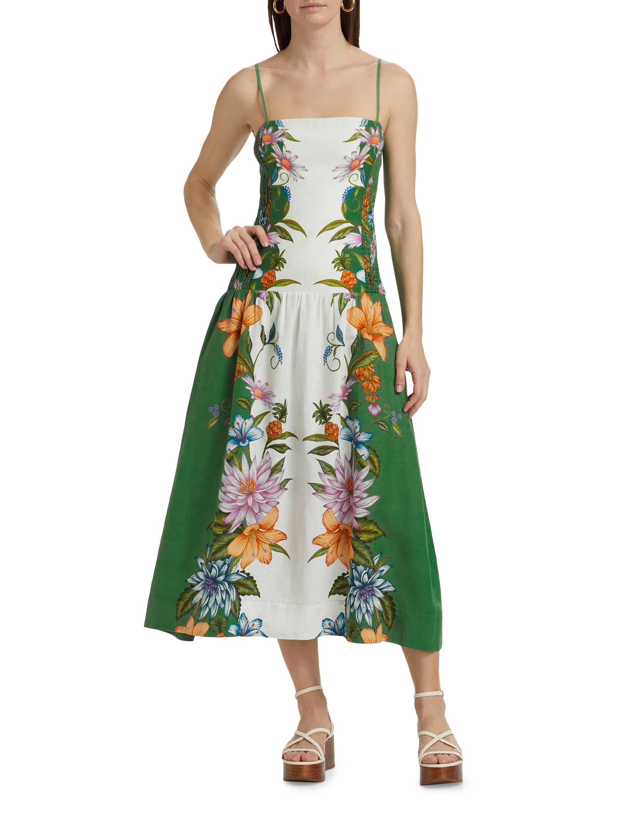 chinese dress ladies Off-White Sweet Bloom Dreamscape LENZING ECOVERO Euroflax Midi Dres  FARM  Rio