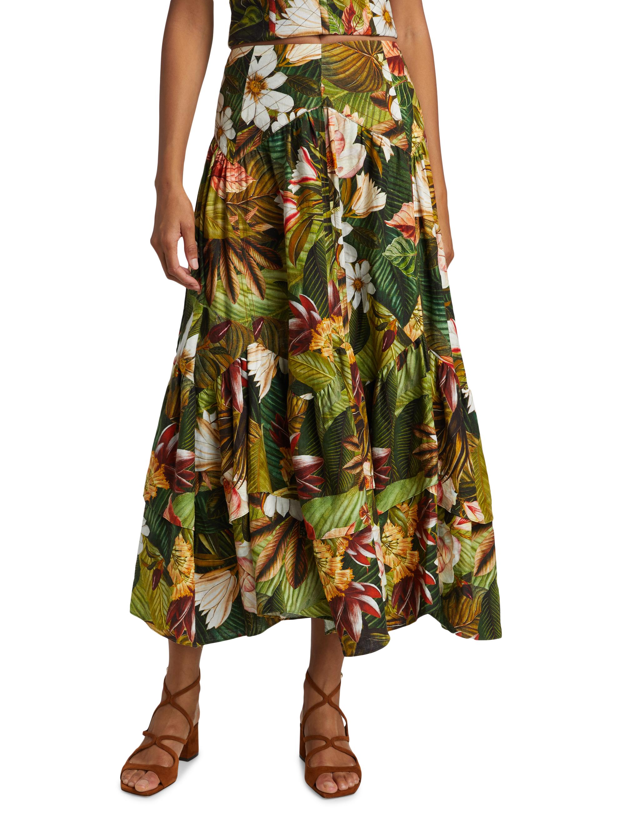 EVENING BOTANICALS WOVEN FULL MIDI SKIRT