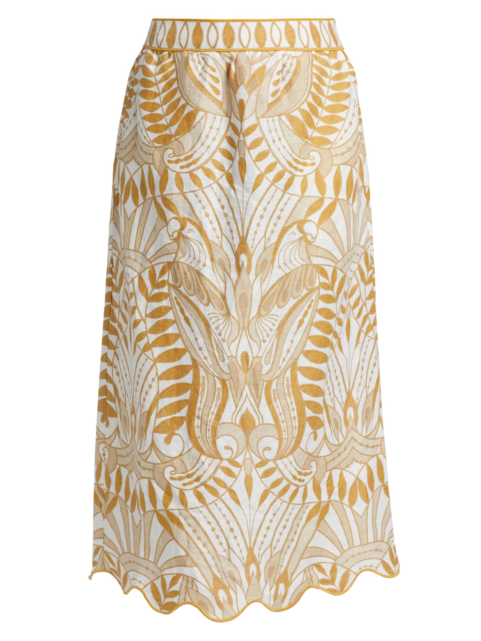 Farm Rio Women's Lace Nature Midi-Skirt - Off White