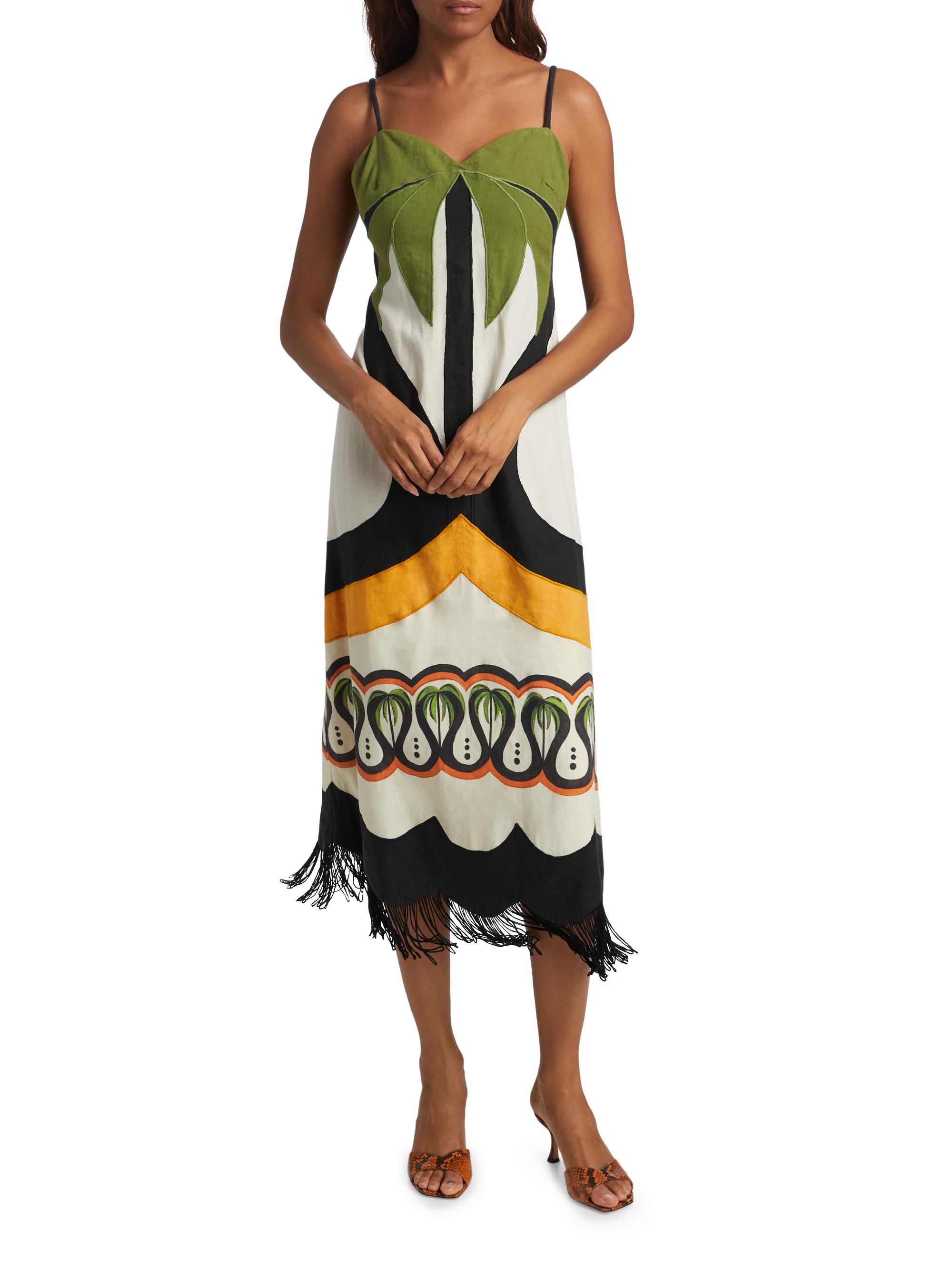 knee length dresses for ladies Palm Tree Cutwork Midi Dress – FARM Rio