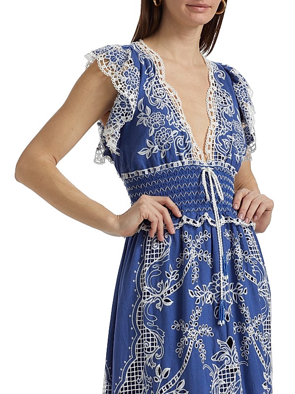 knee length dresses for ladies Farm Rio Romantic Richelieu Maxi Dress Monelle Vermont