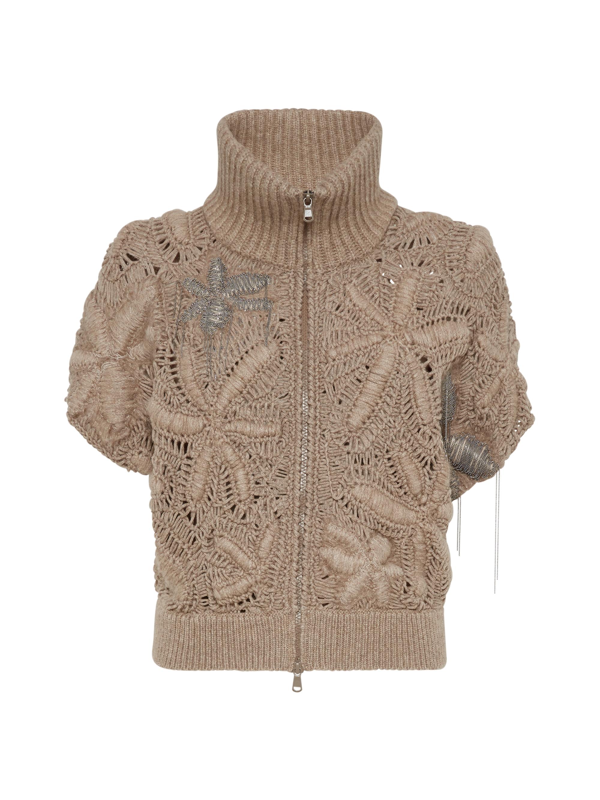 Brunello Cucinelli Women's Handmade Flower Crochet Opera Cardigan - Brown