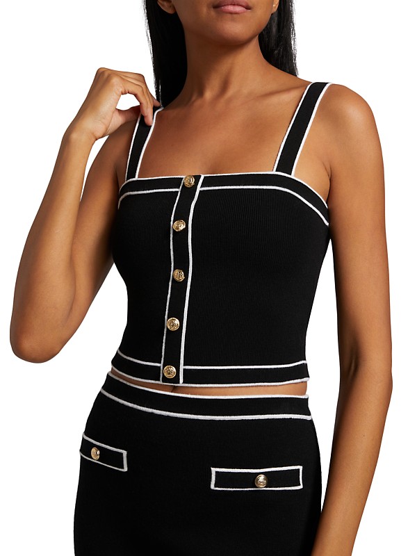 Shop Alice + Olivia Dandi Cropped Knit Tank | Saks Fifth Avenue Shop Alice + Olivia Dandi Cropped Knit Tank | Saks Fifth Avenue