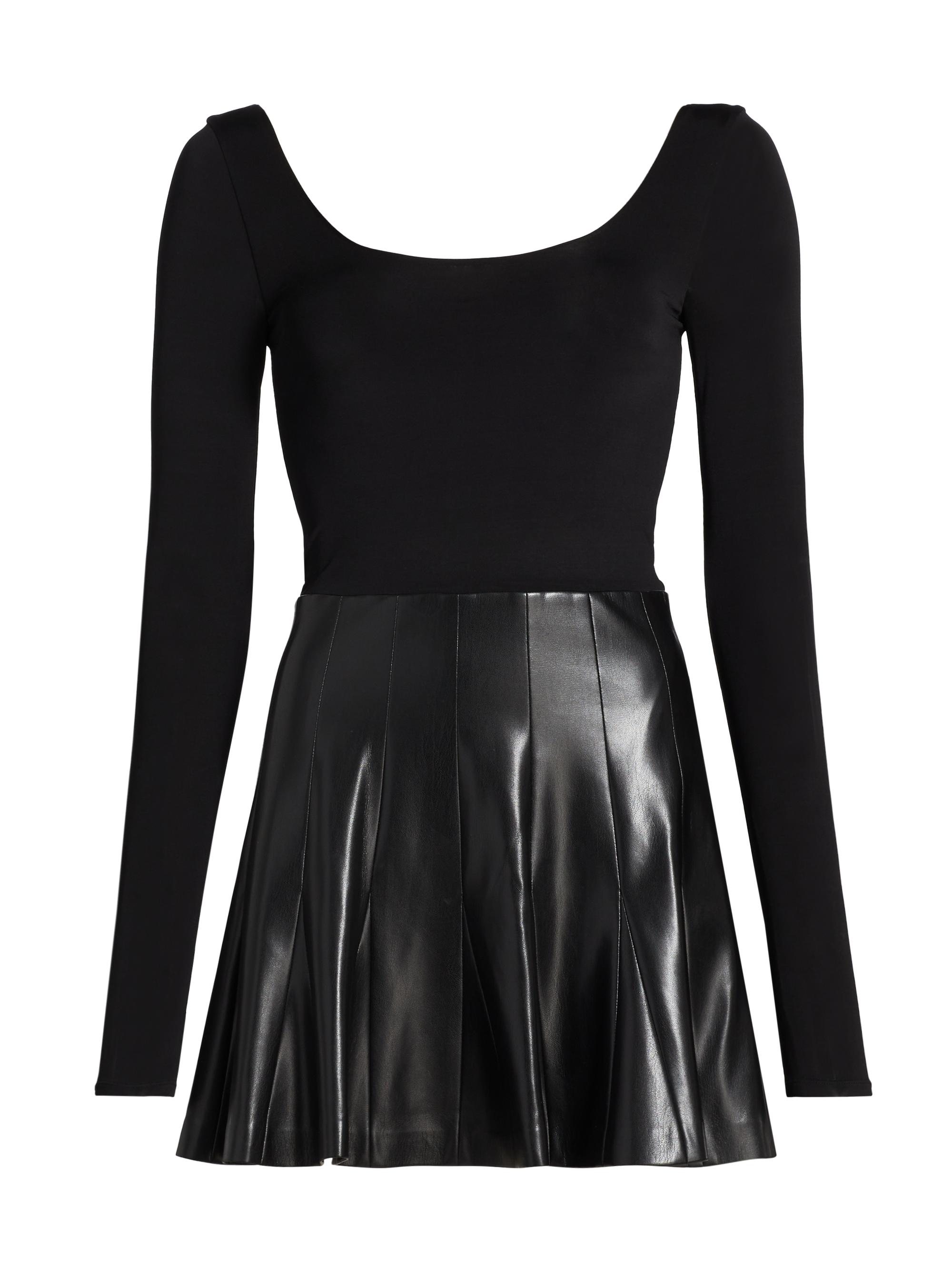 ALICE + OLIVIA Chara Long-Sleeve Faux-Leather Minidress | Saks