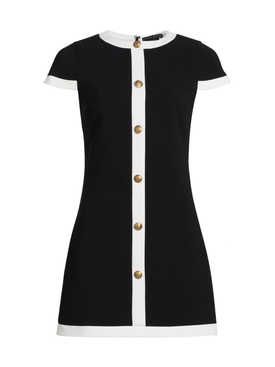 Alice + Olivia Coley Stretch Button-Front Minidress | Saks