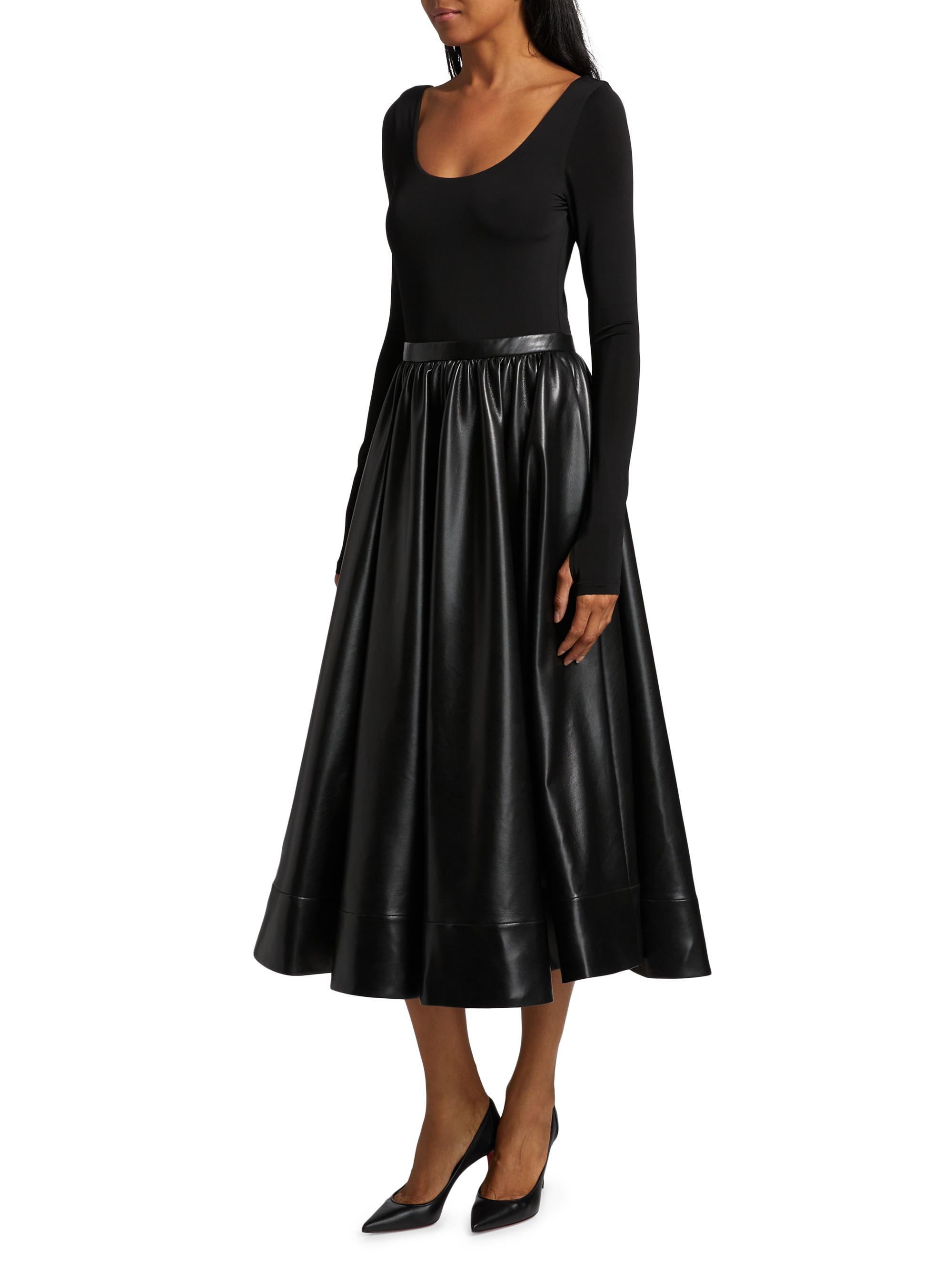 chinese dress ladies Faux-Leather Statement Sleeve Dress