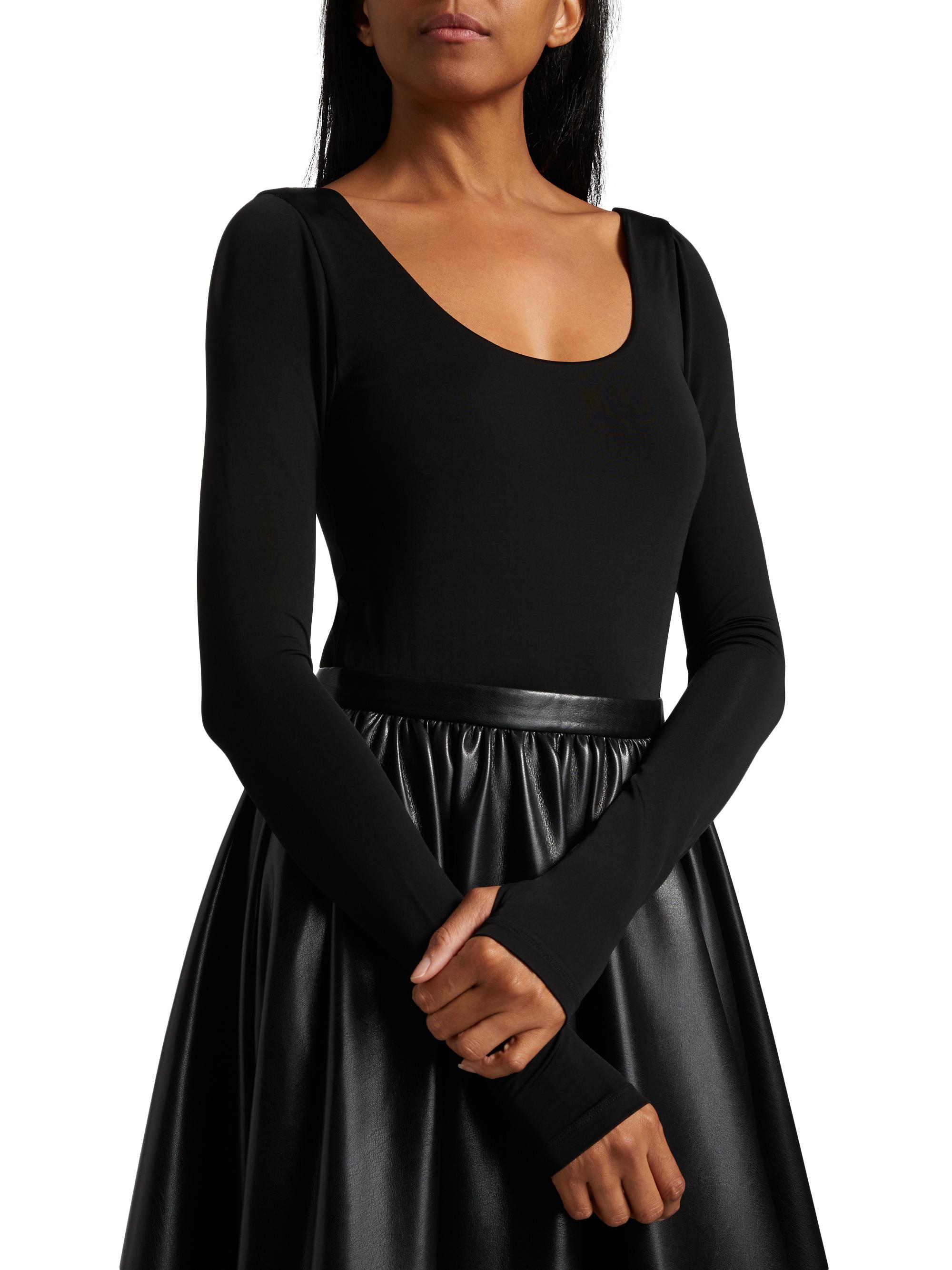 ALICE + OLIVIA Chara Knit & Faux-Leather Long-Sleeve Midi-Dress | Saks  Fifth Avenue