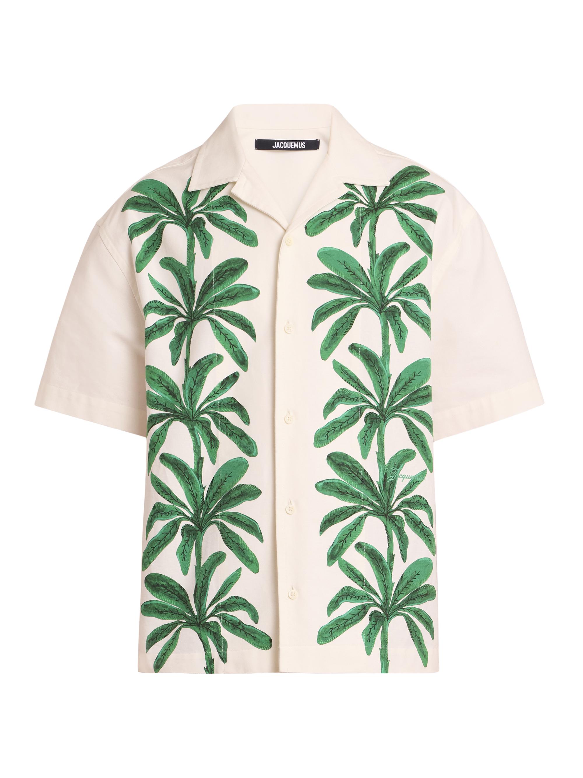 Jacquemus Men's La Chemise Printed Short-Sleeve Shirt - Print Painted Palmtrees