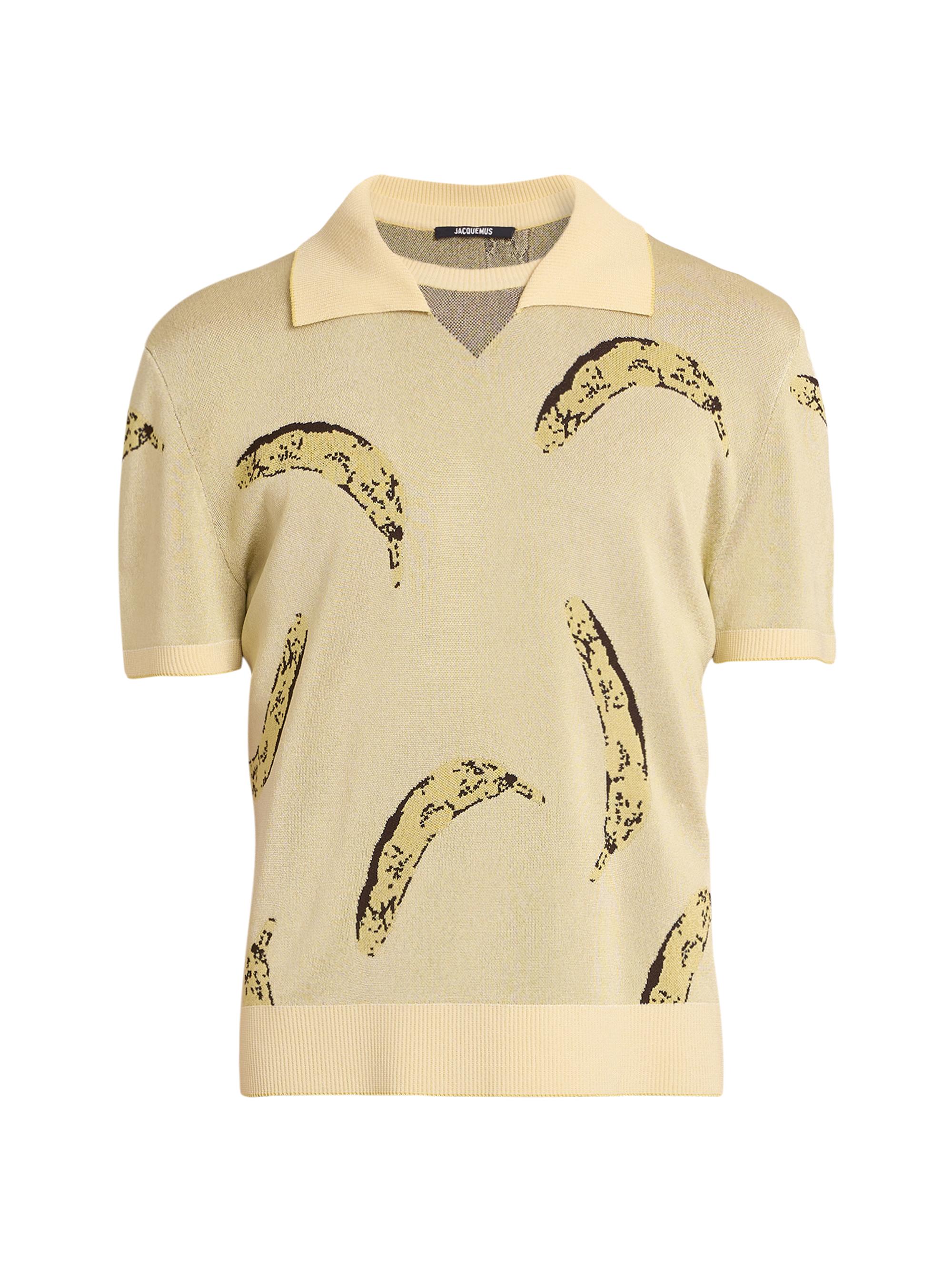 Jacquemus Men's Marino Banana Knit Polo - Banana Jacquard Yellow