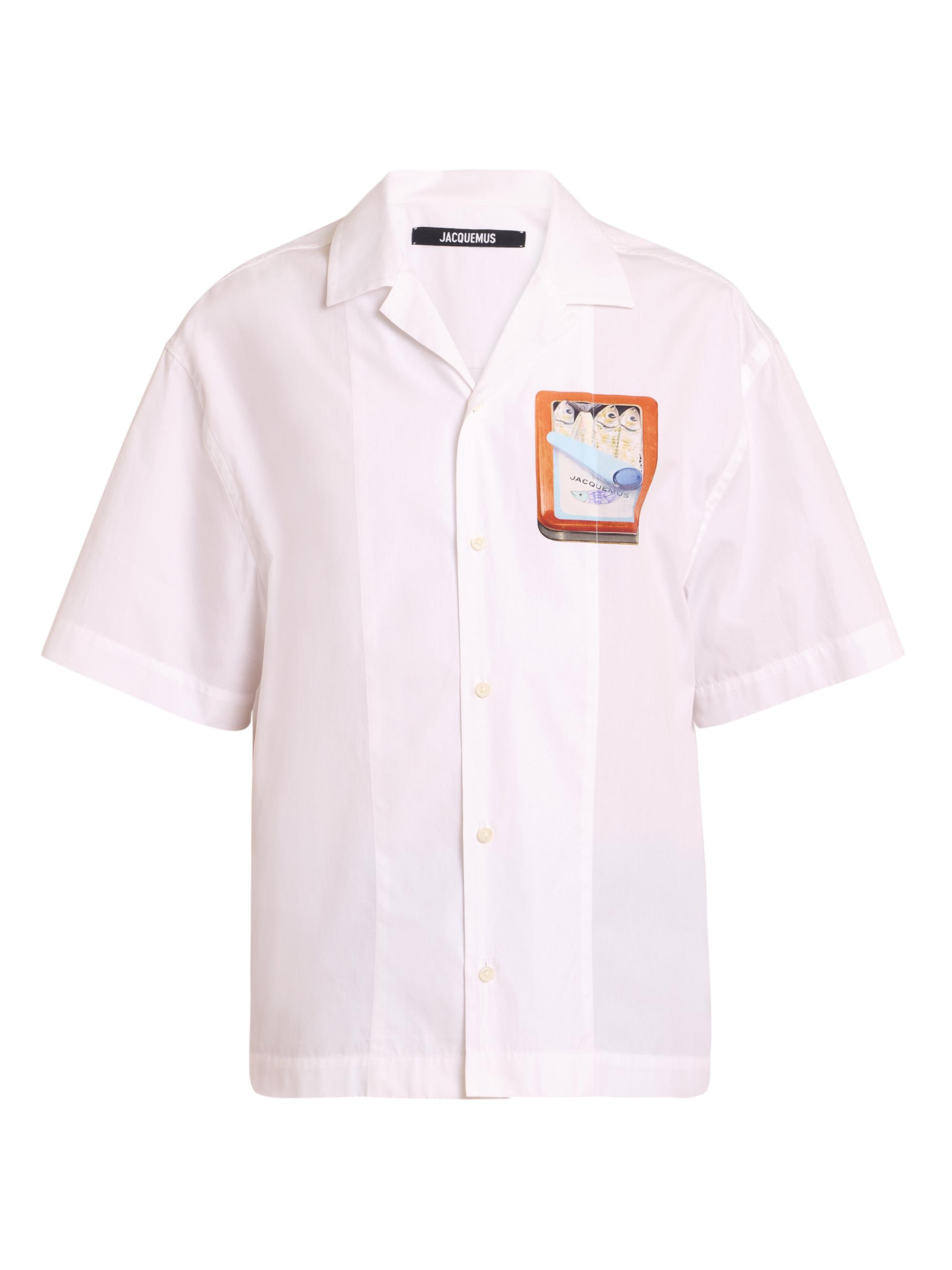 Jacquemus Men's La Chemise Sardines Short-Sleeve Shirt - Boite Sardines Orange