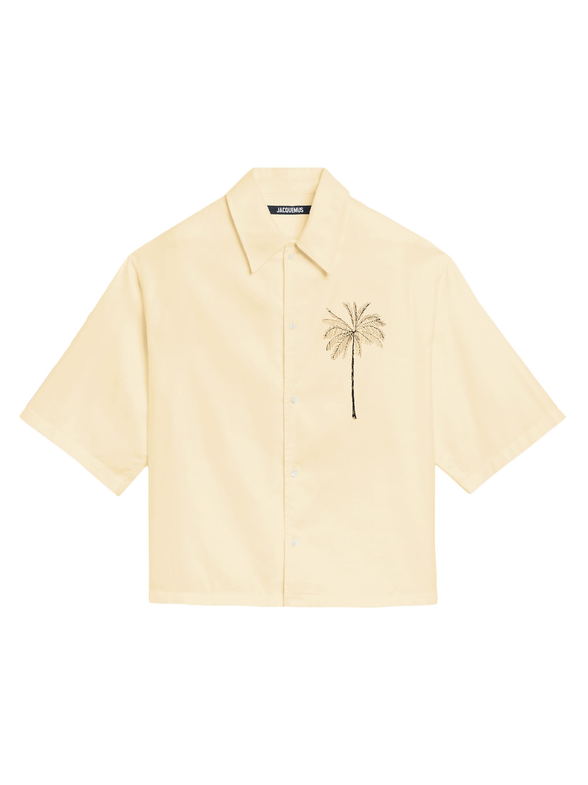 Jacquemus Men's Aloe Cotton Shirt - Palm Tree Light Yellow