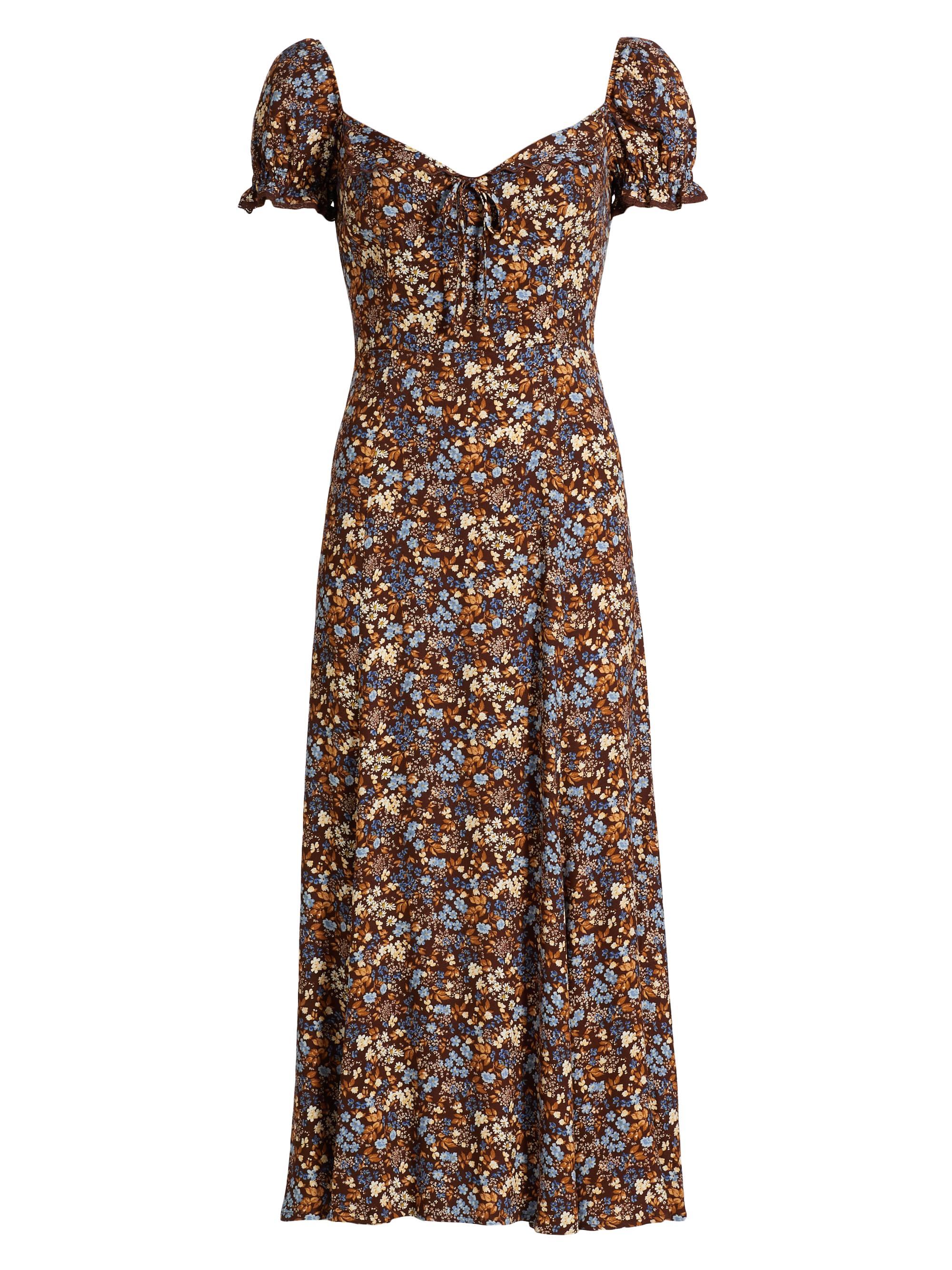 Reformation Leana Floral Georgette Midi-Dres | Saks Fifth Avenue