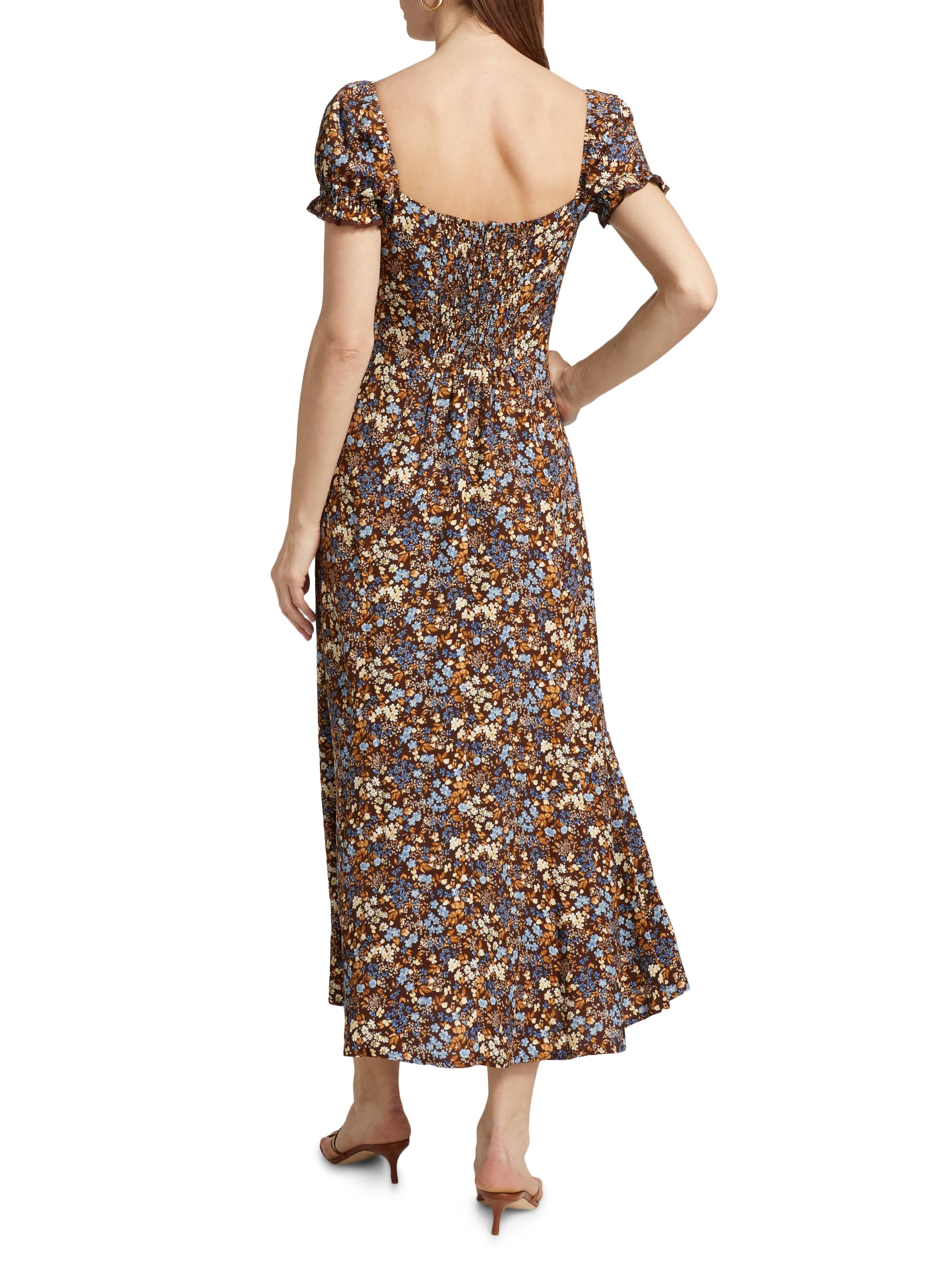formal dark brown dress Green V Neck Floral Midi Dress & Reviews - Green - Dresses main image 0