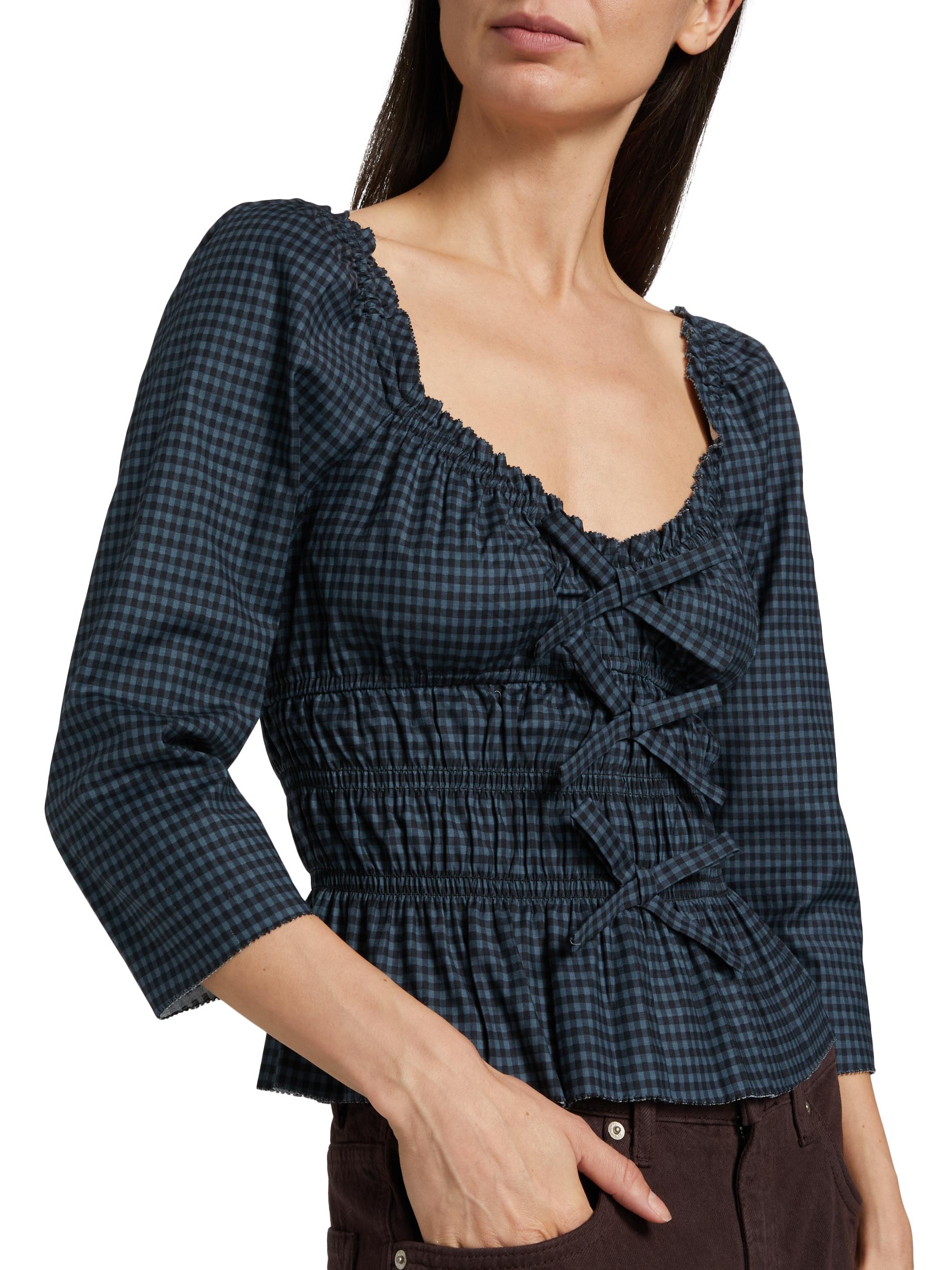 トップス RANCLIC 2way ribbon peplum top GINGHAM 残りわずか】2way ribbon peplum top – RANCLIC