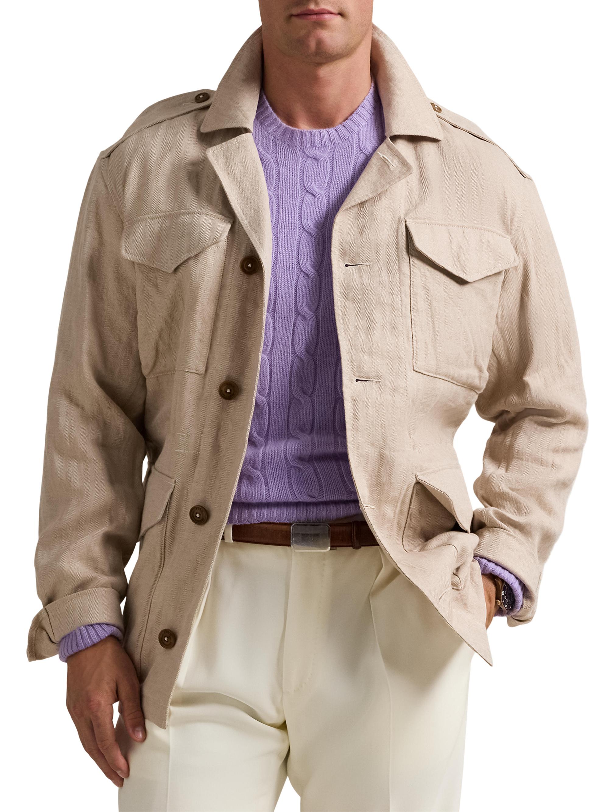 Polo Ralph Lauren リネン ノーフォークジャケット Polo Ralph Lauren Linen Herringbone Field Jacket | Saks Fifth Avenue