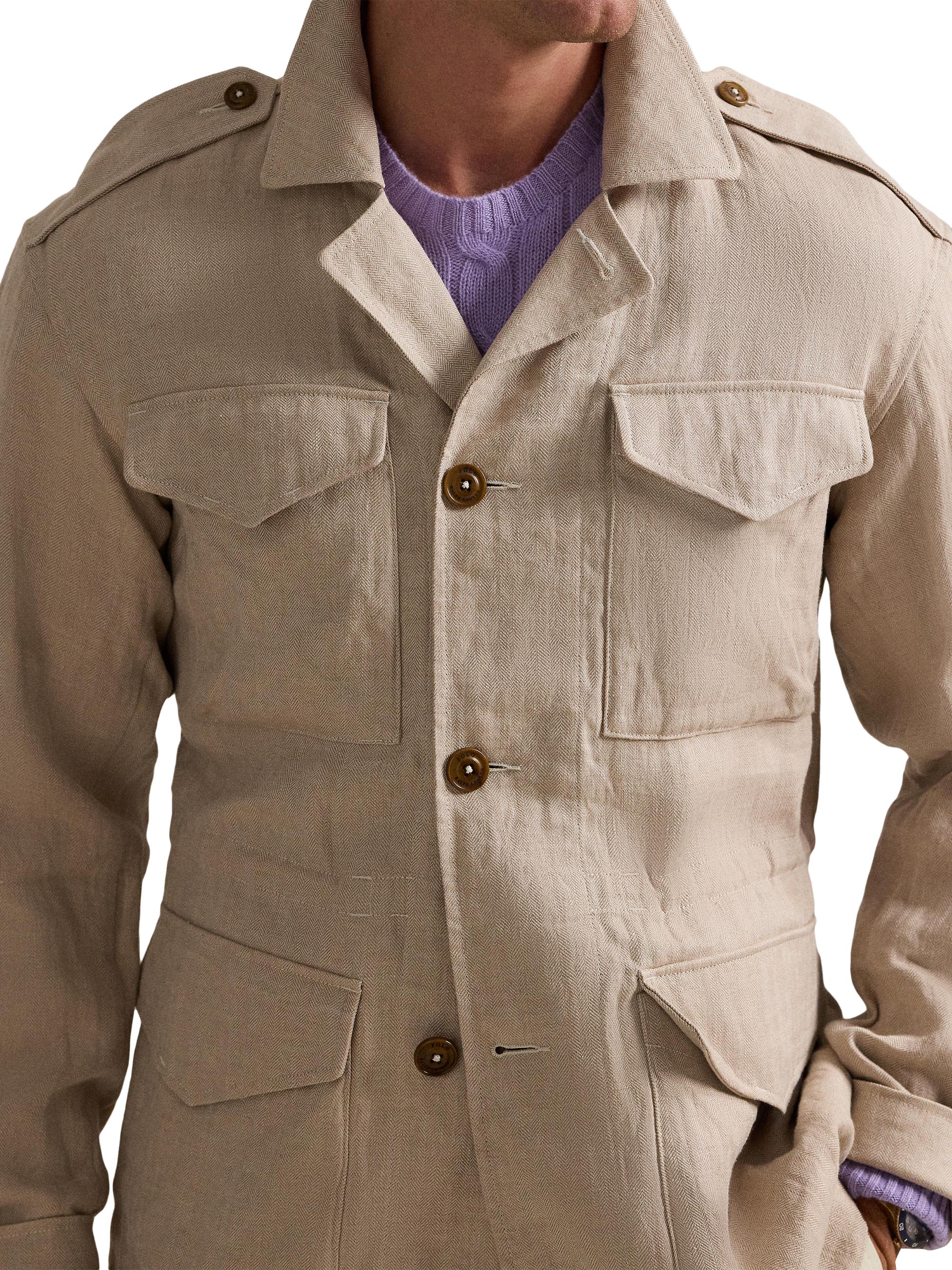 Polo Ralph Lauren Linen Herringbone Field Jacket | Saks Fifth Avenue