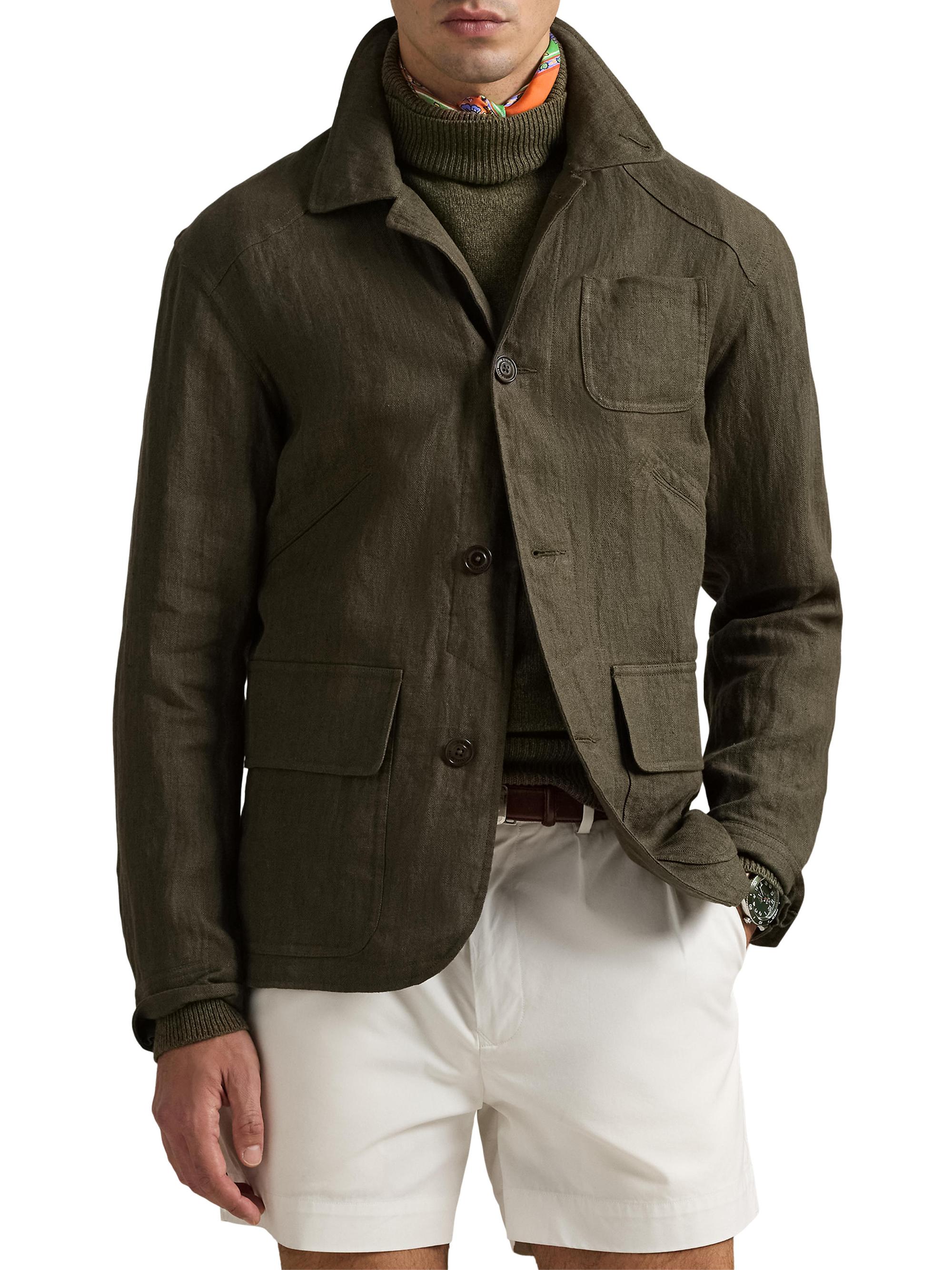 Polo Ralph Lauren Linen Herringbone Utility Jacket | Saks Fifth Avenue