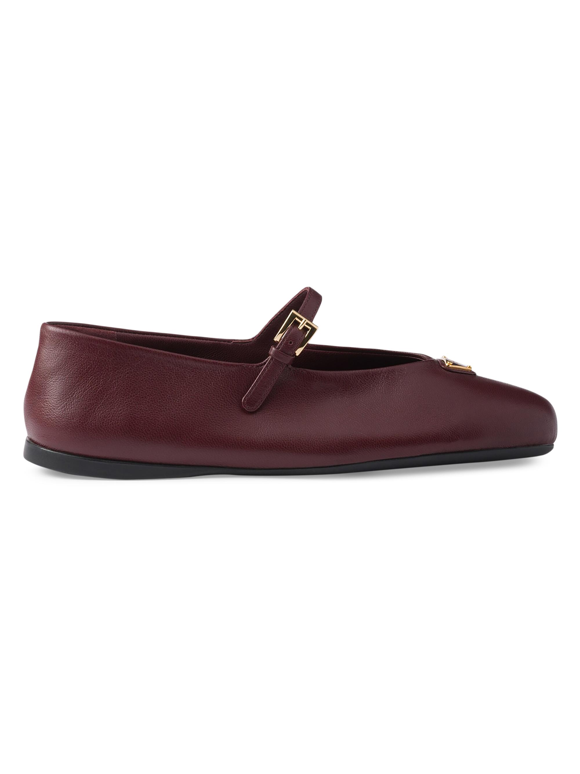 Prada Women's Nappa Leather Ballerinas - Dark Red