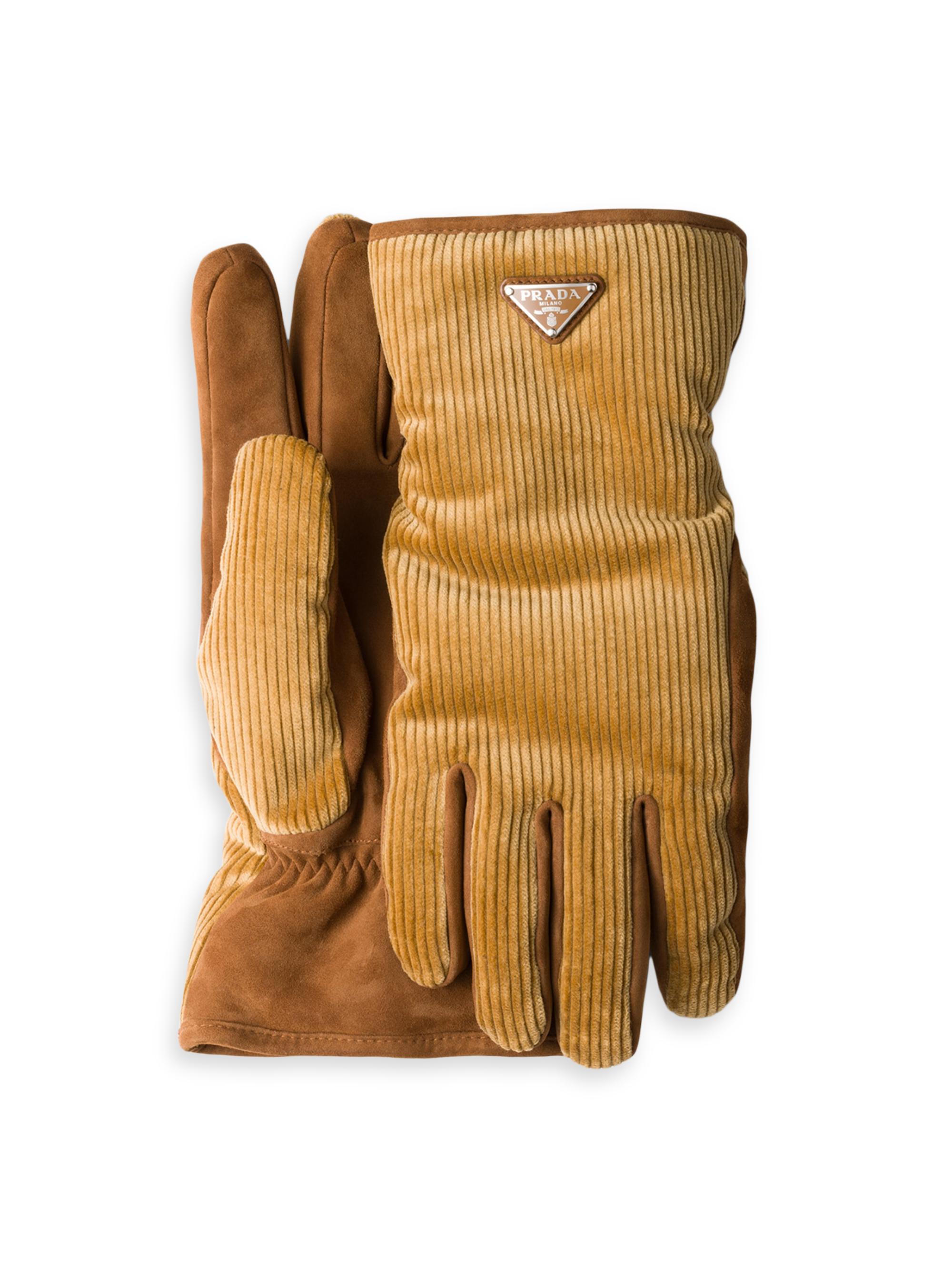 Prada Men's Corduroy Gloves - Yellow | Thumbnail 4
