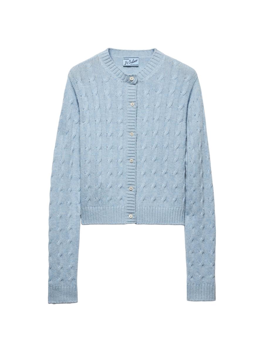 Prada Women's Re-cashmere Cardigan In Blue