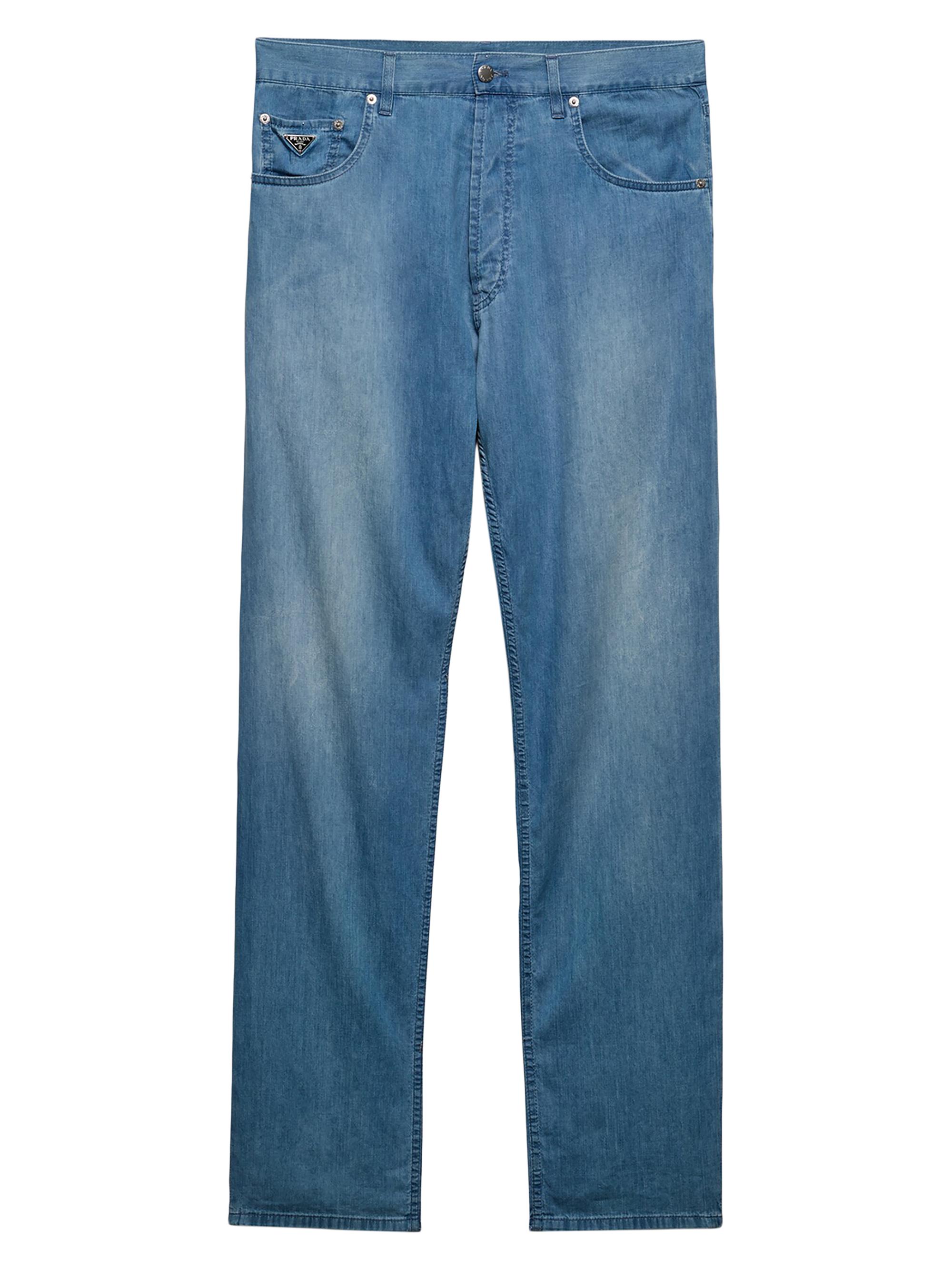 Prada Men's Light Denim Five-Pocket Jeans - Blue