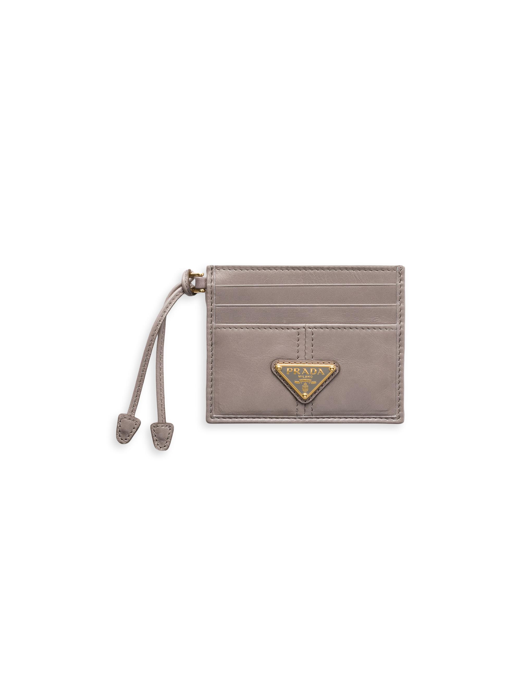Prada Women's Leather Card Holder - Grey